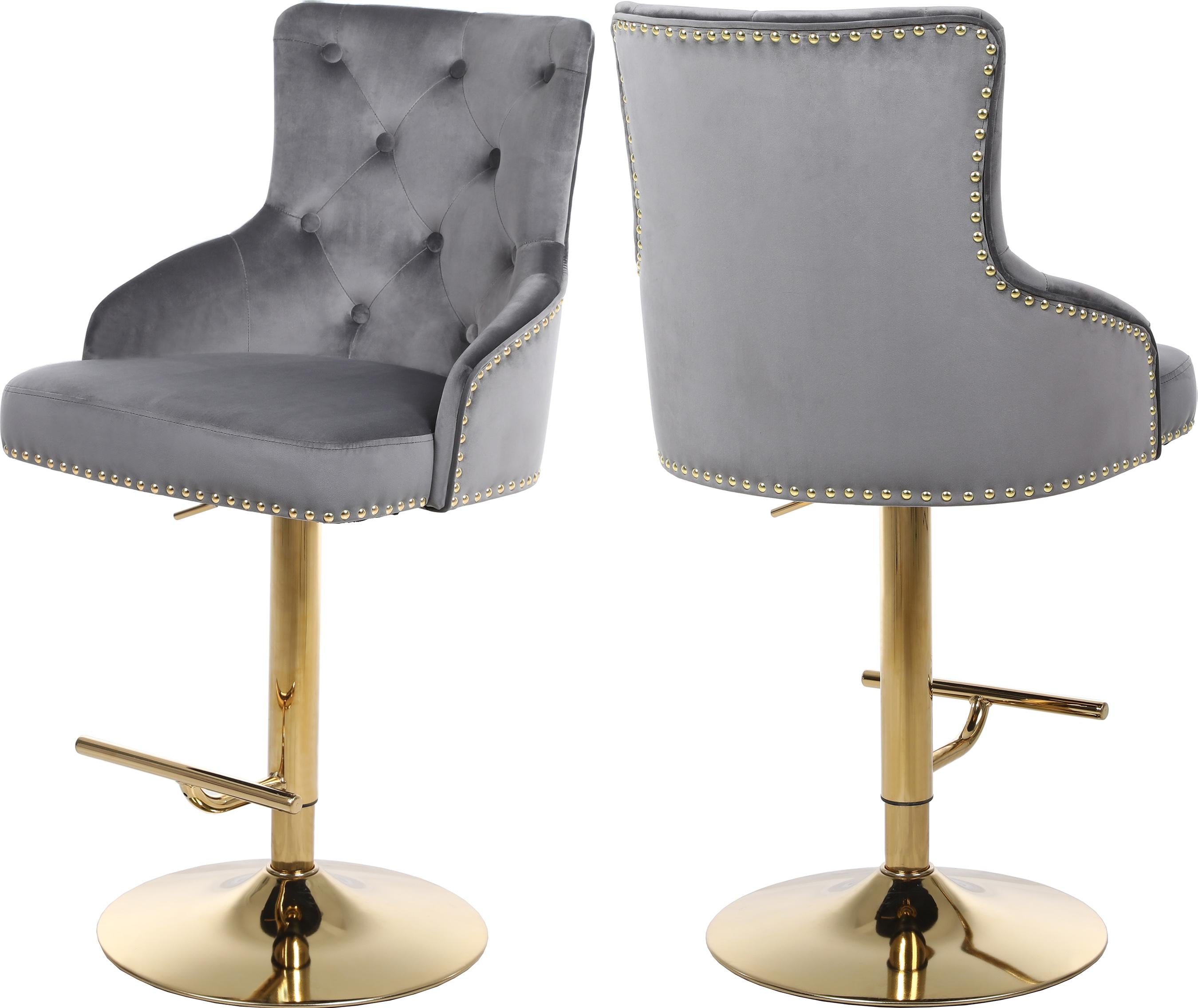 Claude Grey Velvet Adjustable Stool - Luxury Home Furniture (MI)
