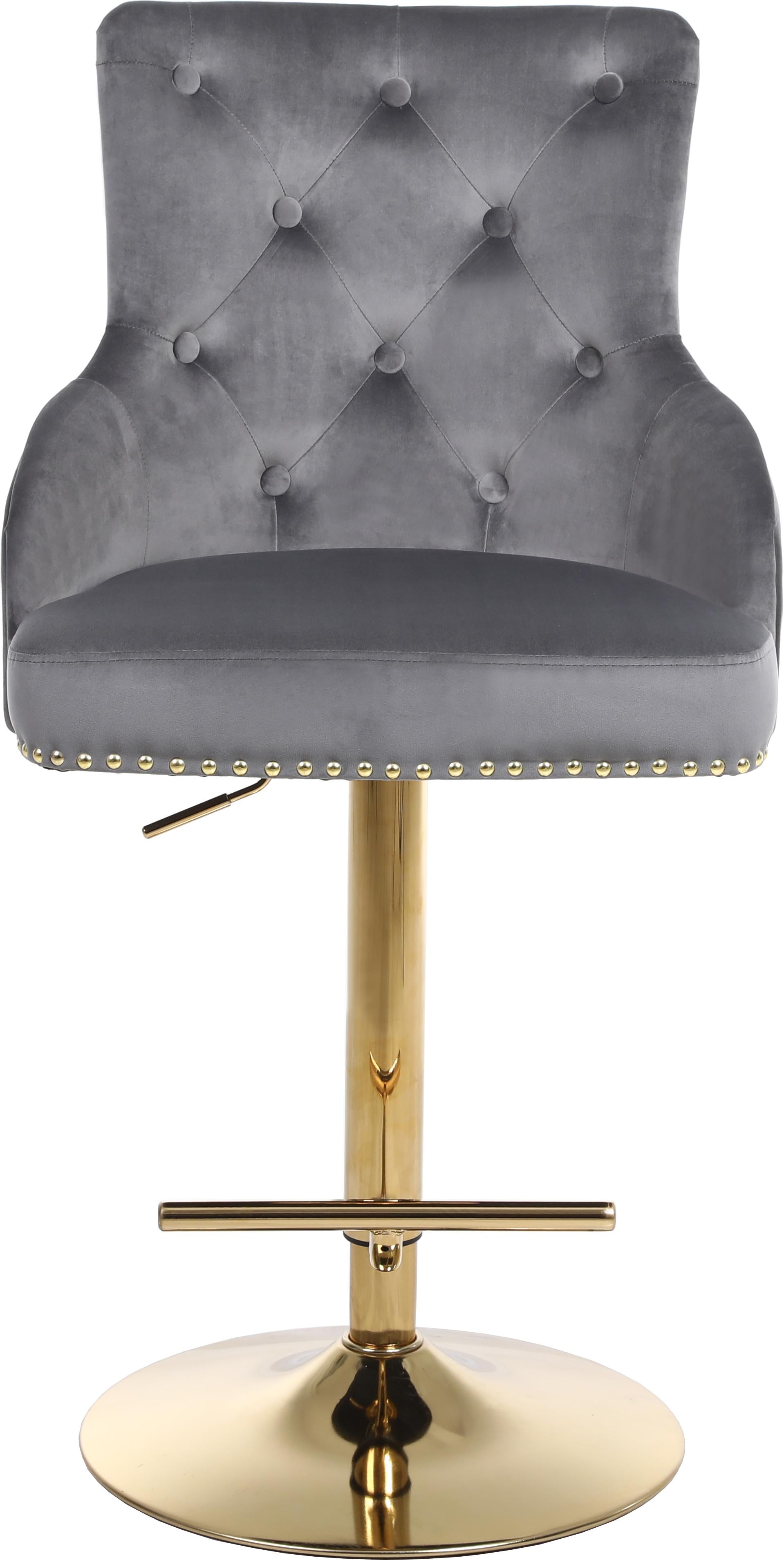 Claude Grey Velvet Adjustable Stool - Luxury Home Furniture (MI)