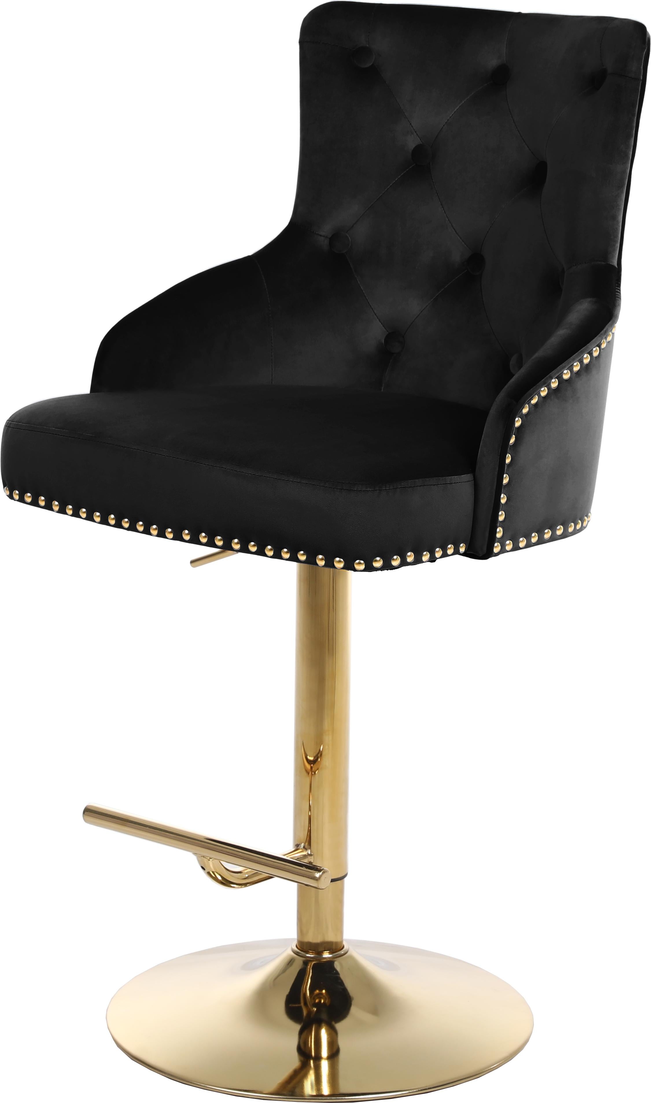 Claude Black Velvet Adjustable Stool - Luxury Home Furniture (MI)
