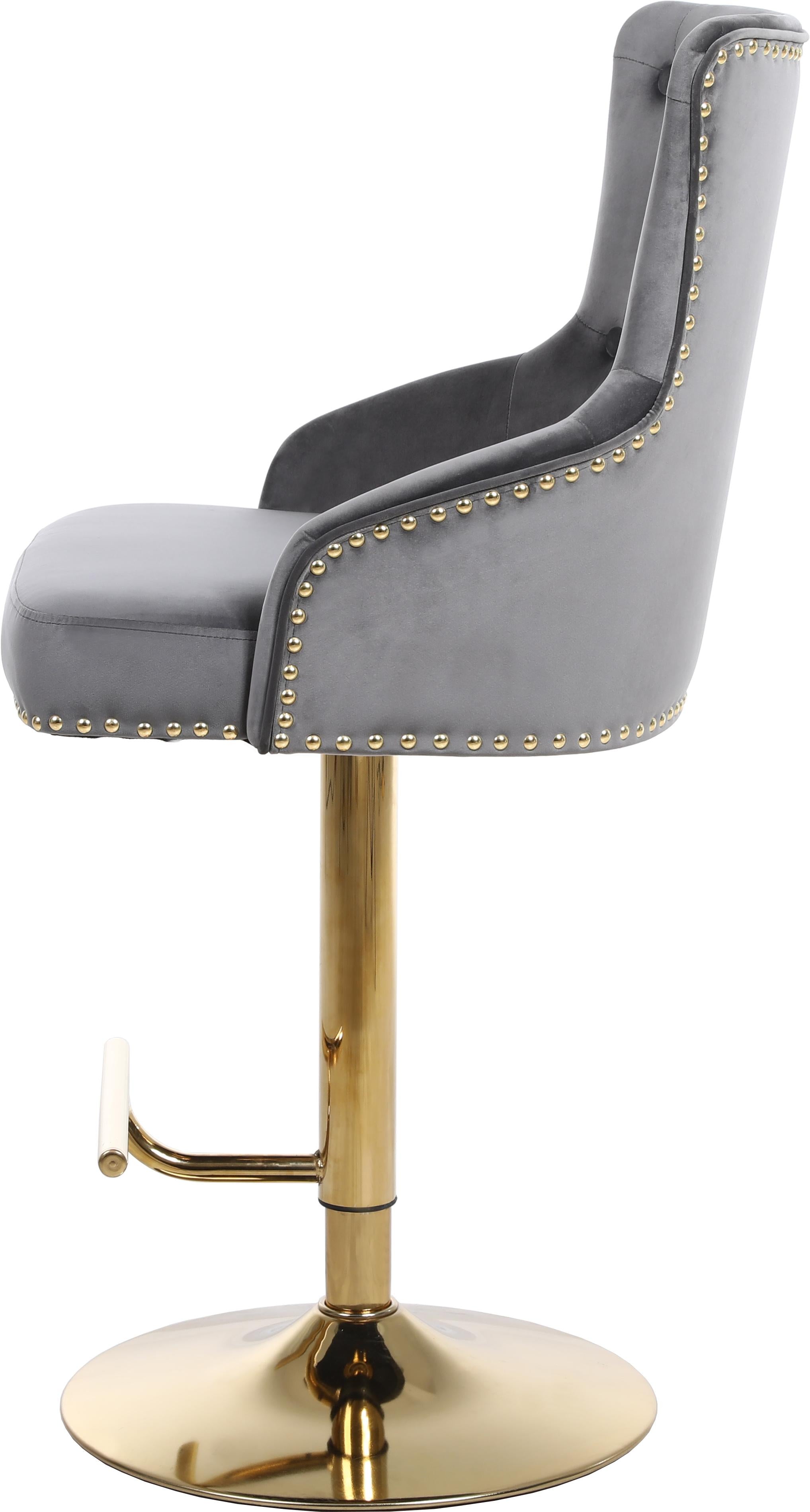 Claude Grey Velvet Adjustable Stool - Luxury Home Furniture (MI)