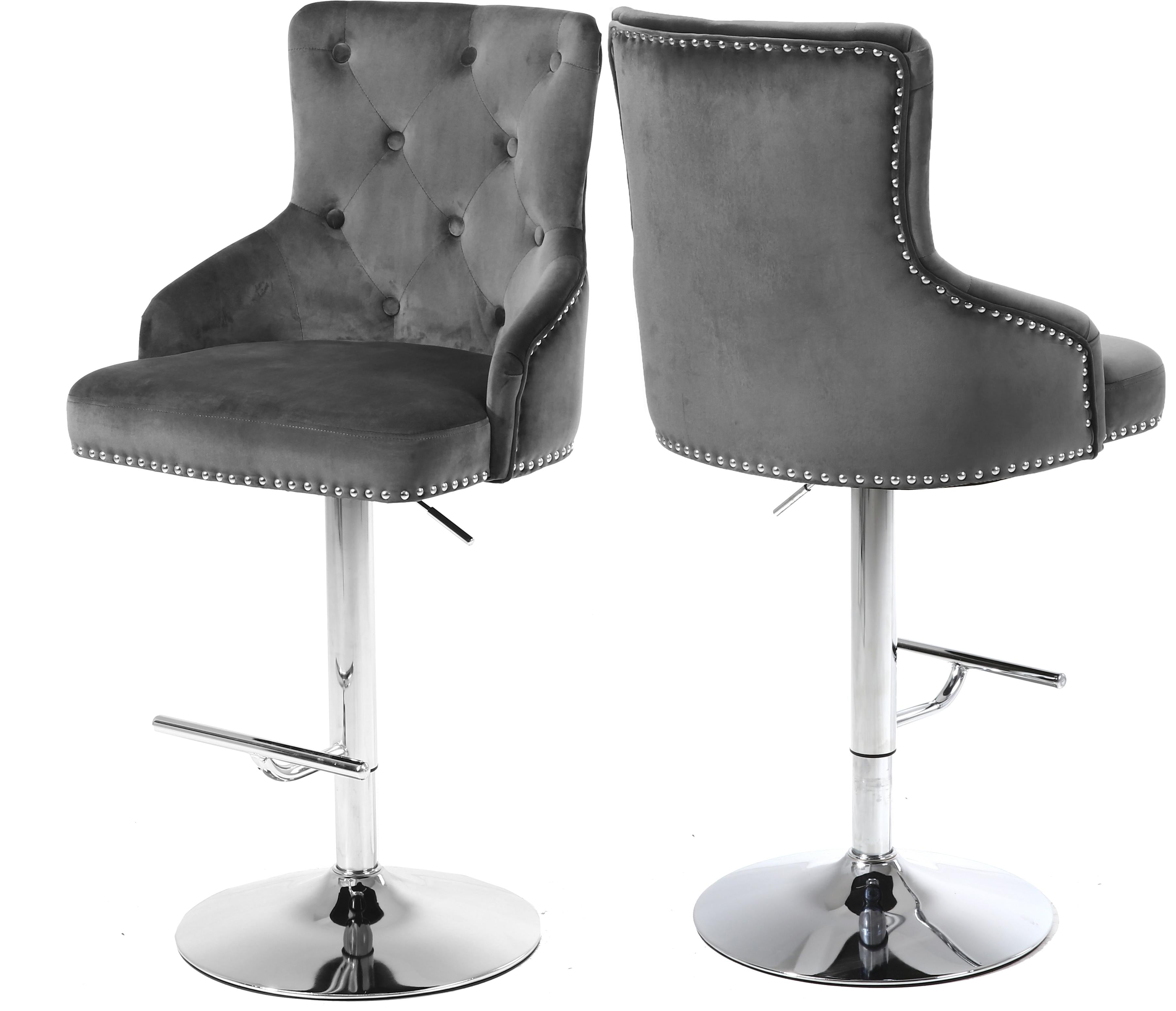 Claude Grey Velvet Adjustable Stool - Luxury Home Furniture (MI)