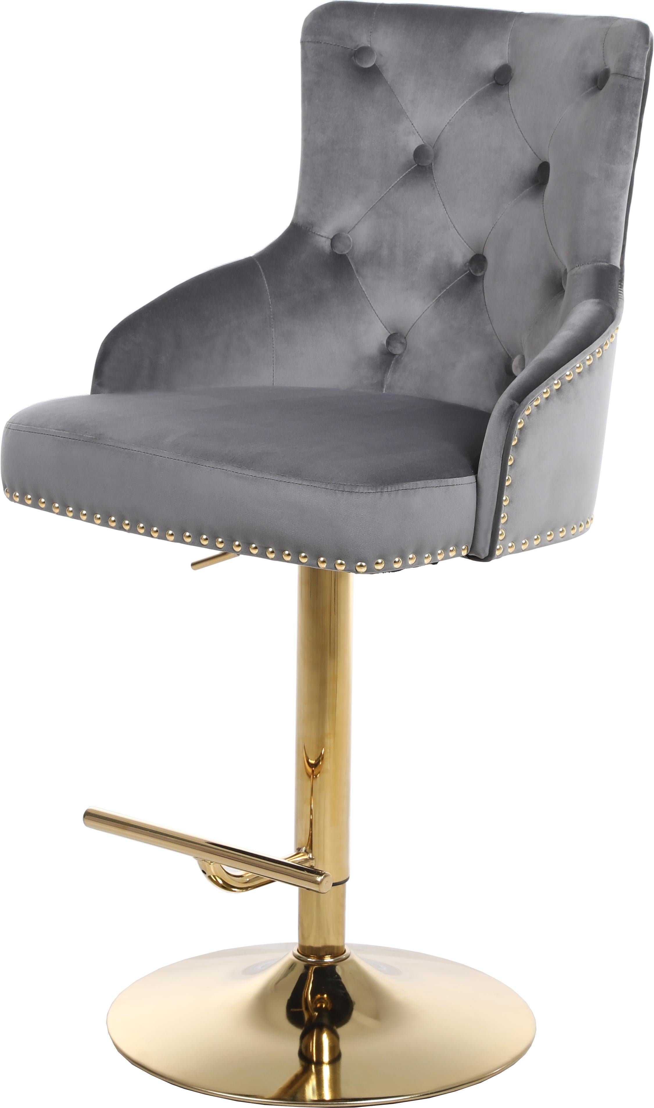 Claude Grey Velvet Adjustable Stool - Luxury Home Furniture (MI)