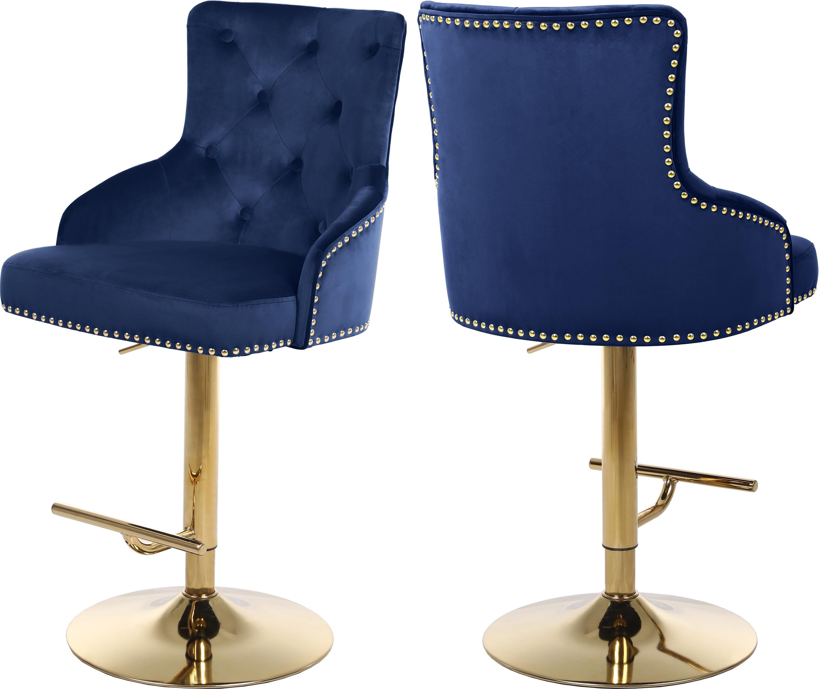 Claude Navy Velvet Adjustable Stool - Luxury Home Furniture (MI)