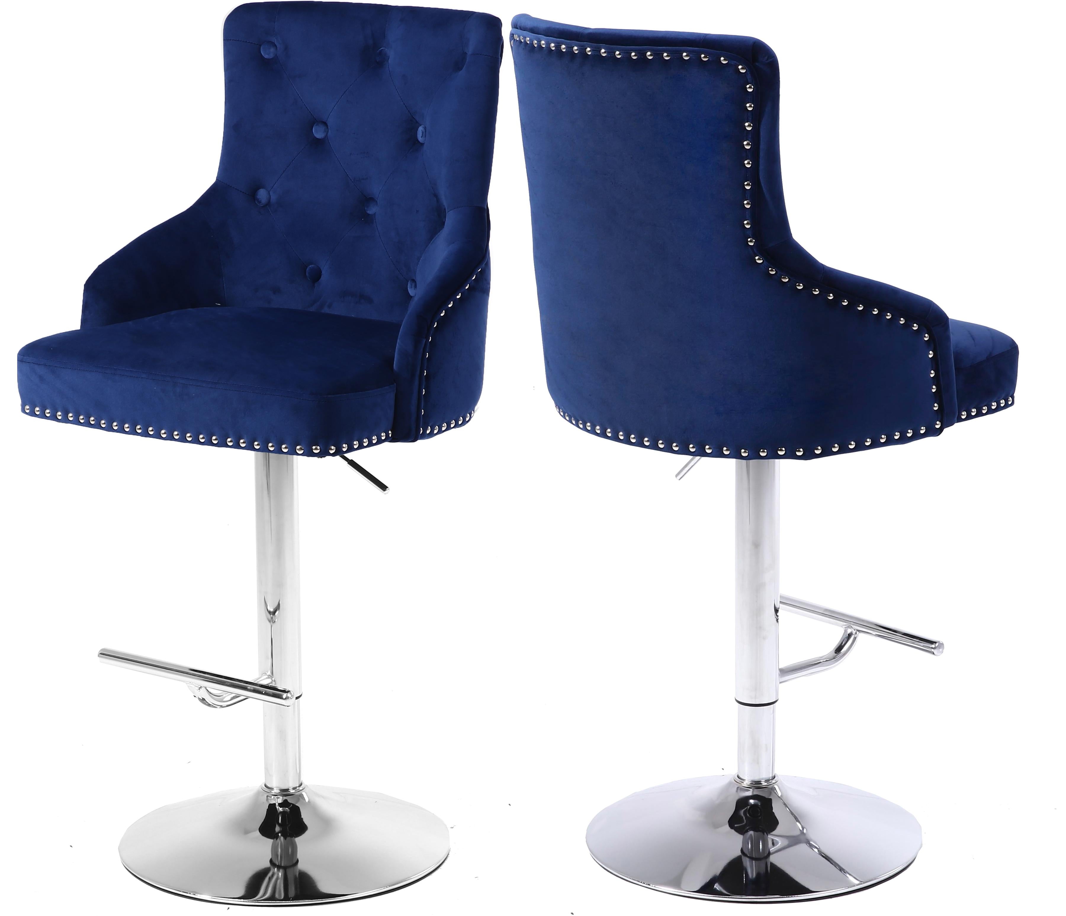 Claude Navy Velvet Adjustable Stool - Luxury Home Furniture (MI)
