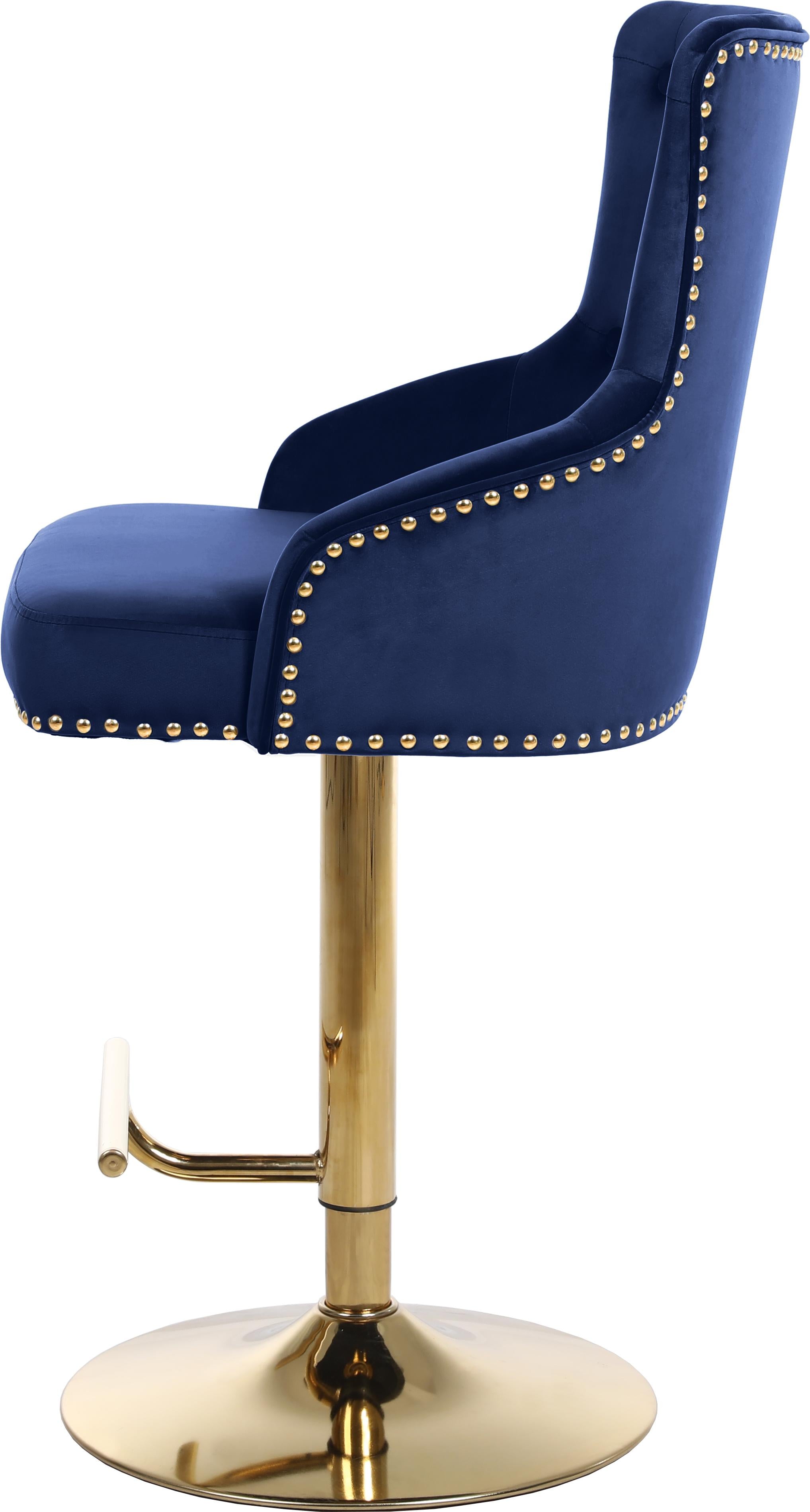 Claude Navy Velvet Adjustable Stool - Luxury Home Furniture (MI)