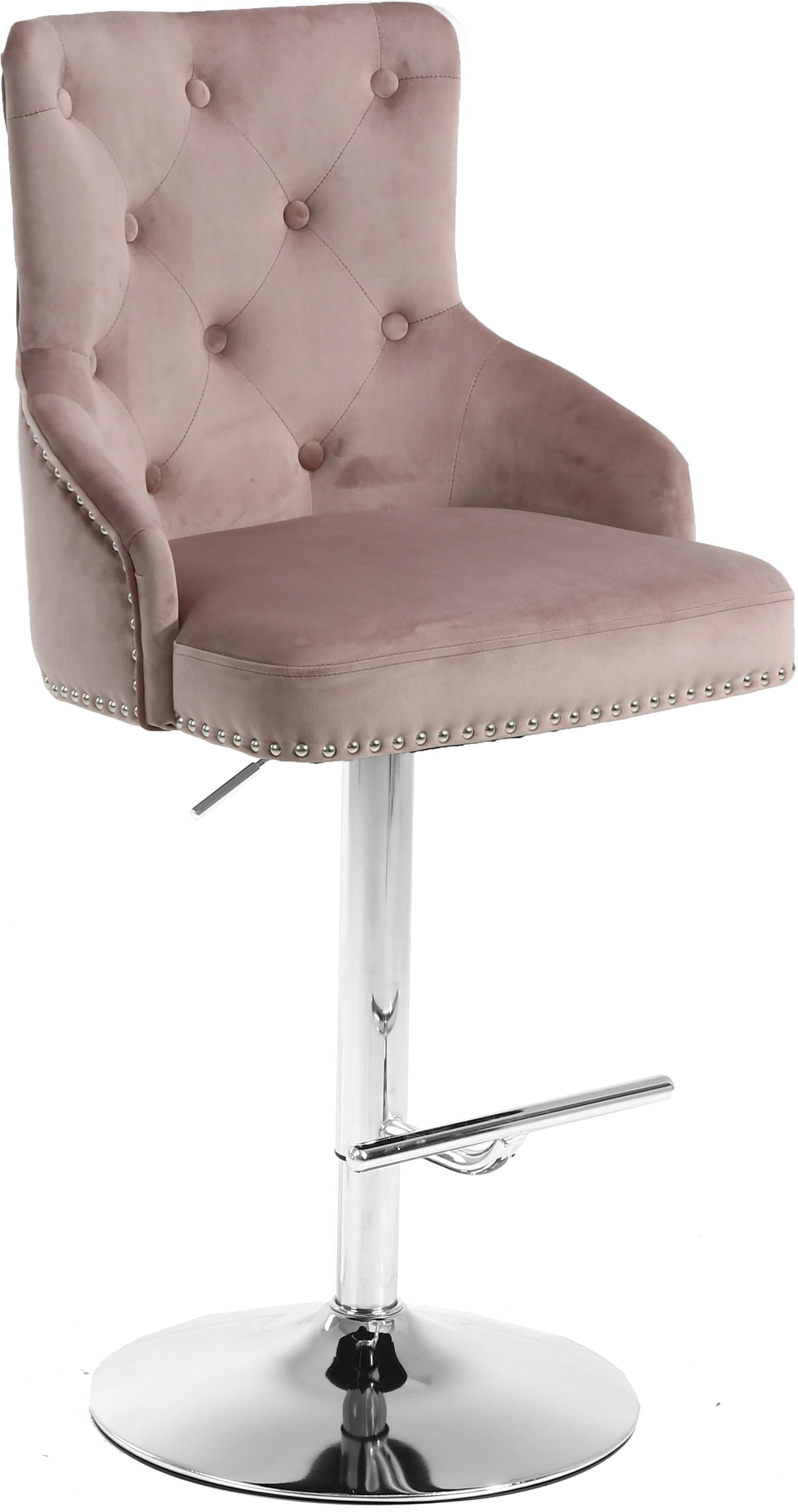 Claude Pink Velvet Adjustable Stool - Luxury Home Furniture (MI)