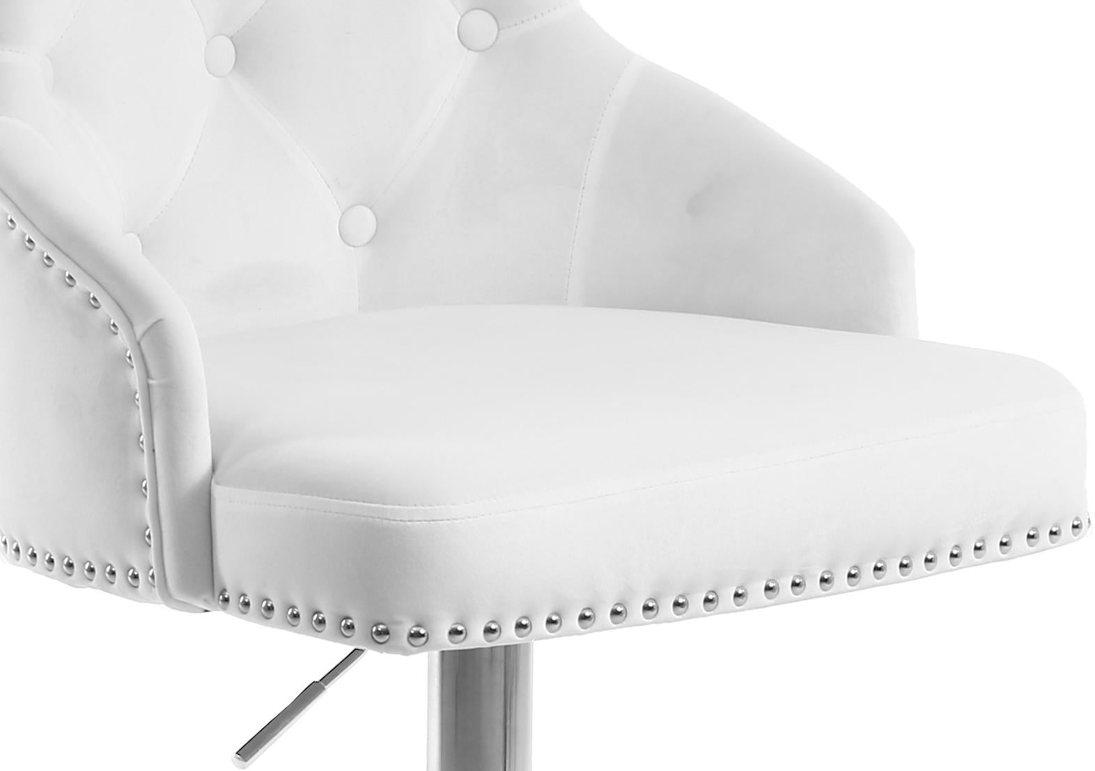 Claude White Velvet Adjustable Stool - Luxury Home Furniture (MI)