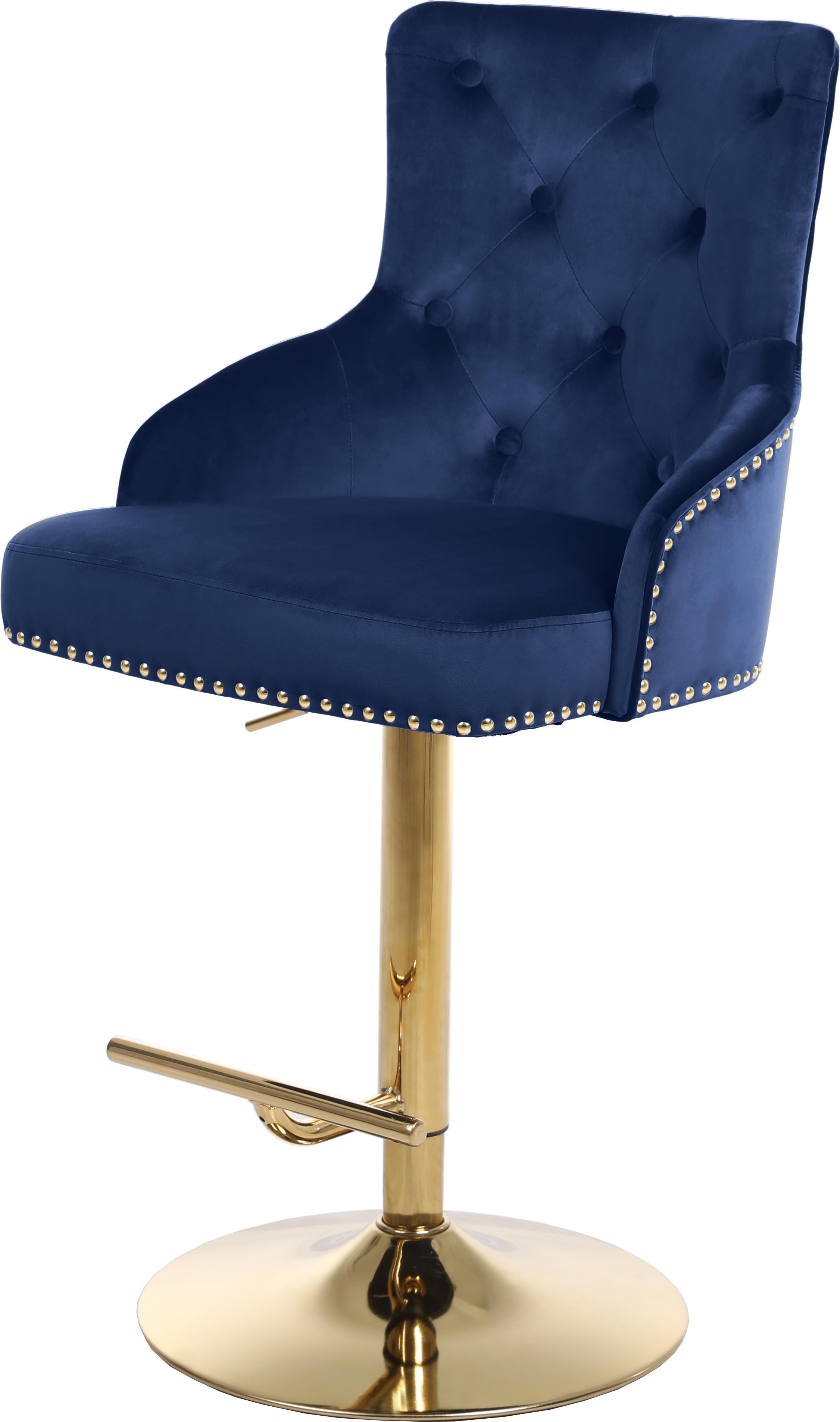 Claude Navy Velvet Adjustable Stool - Luxury Home Furniture (MI)