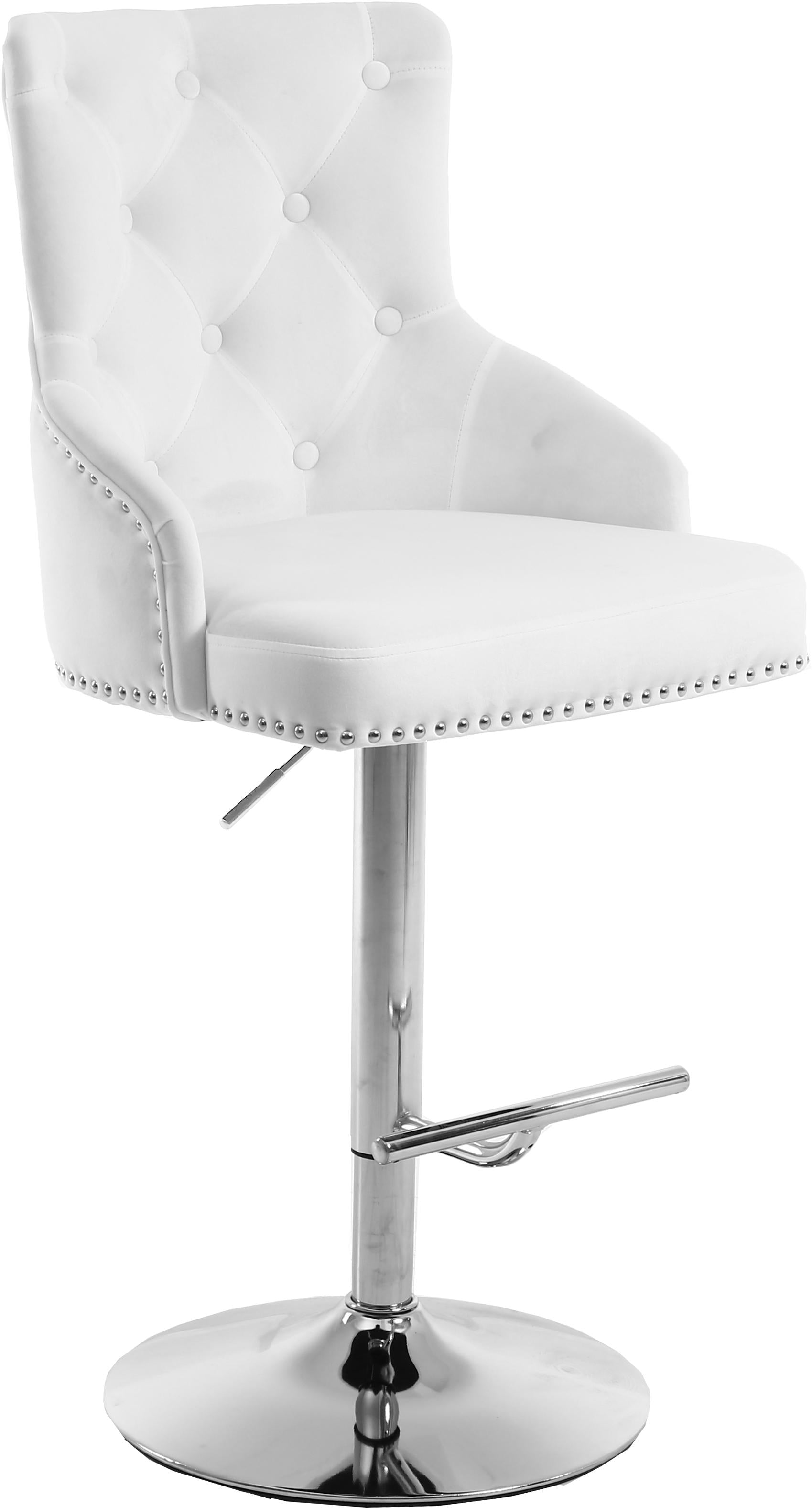 Claude White Velvet Adjustable Stool - Luxury Home Furniture (MI)