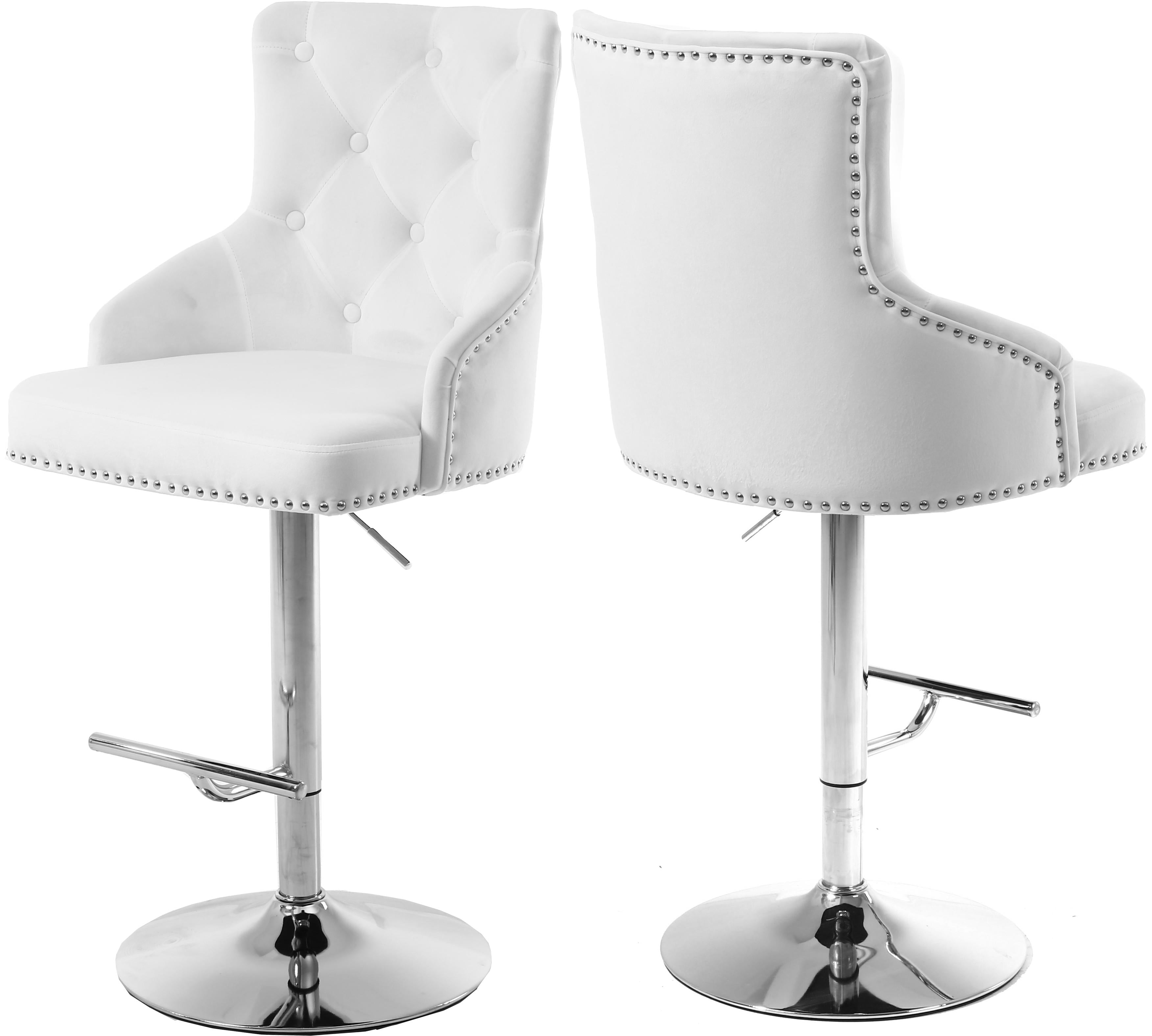 Claude White Velvet Adjustable Stool - Luxury Home Furniture (MI)