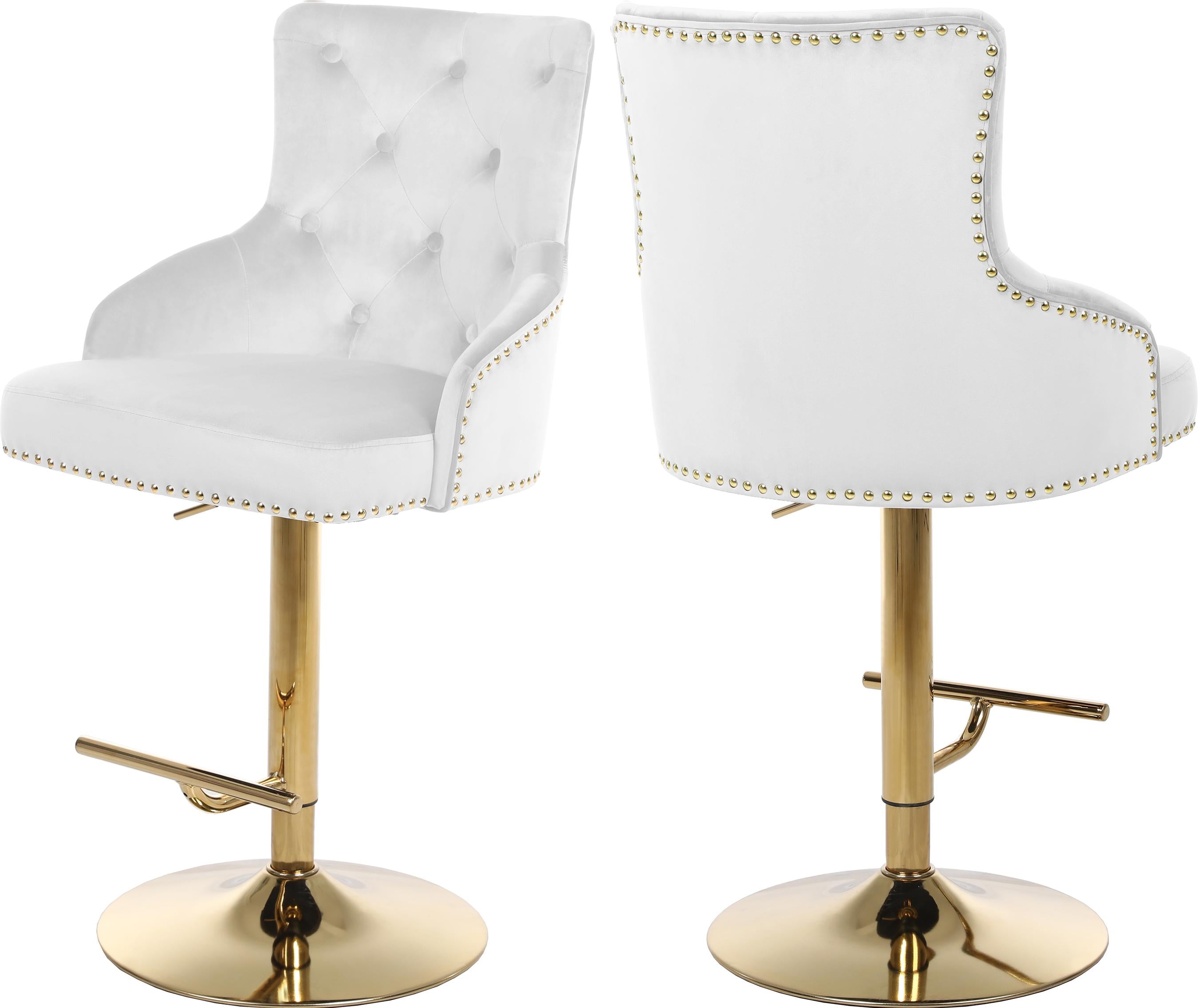 Claude White Velvet Adjustable Stool - Luxury Home Furniture (MI)
