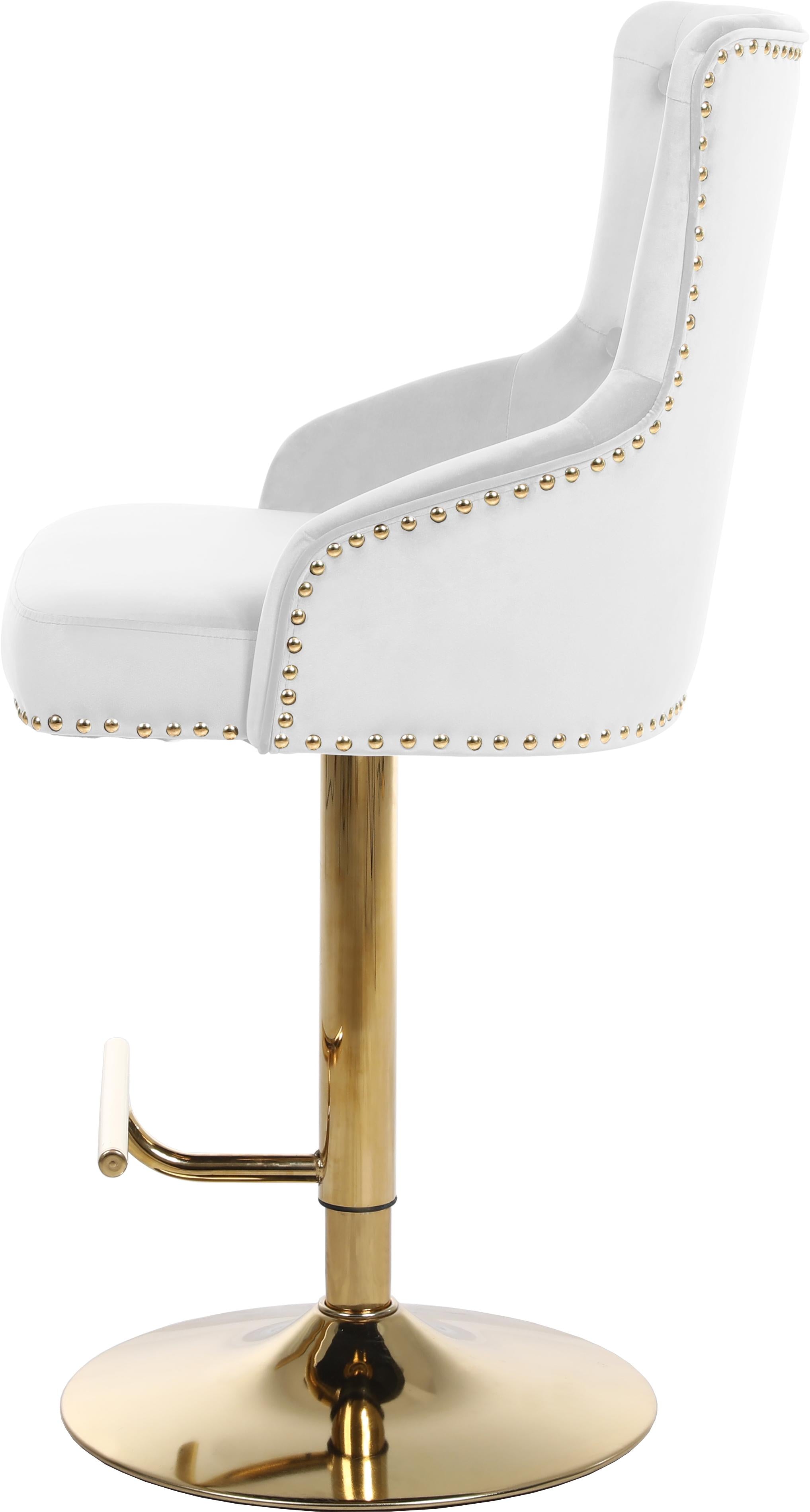 Claude White Velvet Adjustable Stool - Luxury Home Furniture (MI)