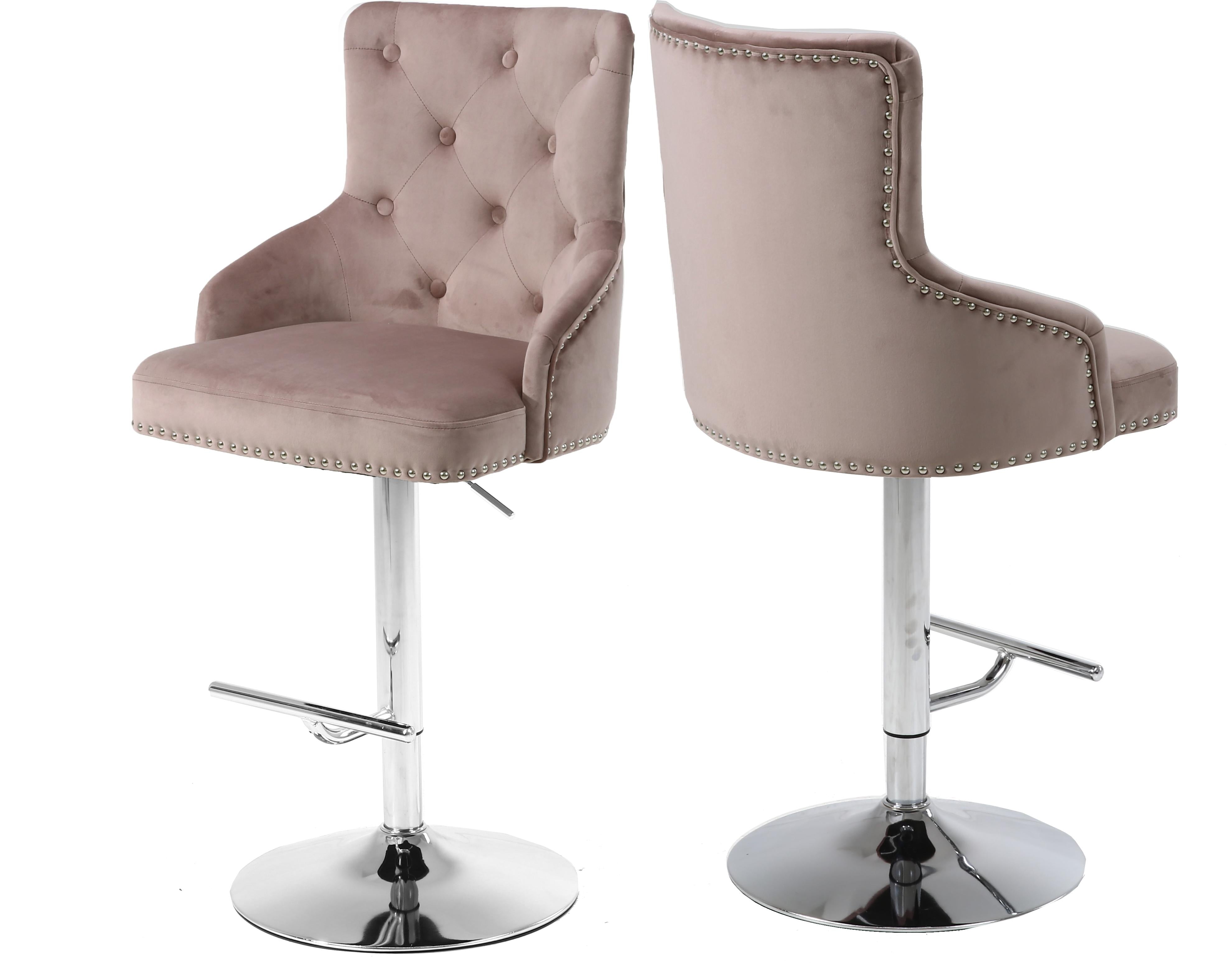 Claude Pink Velvet Adjustable Stool - Luxury Home Furniture (MI)