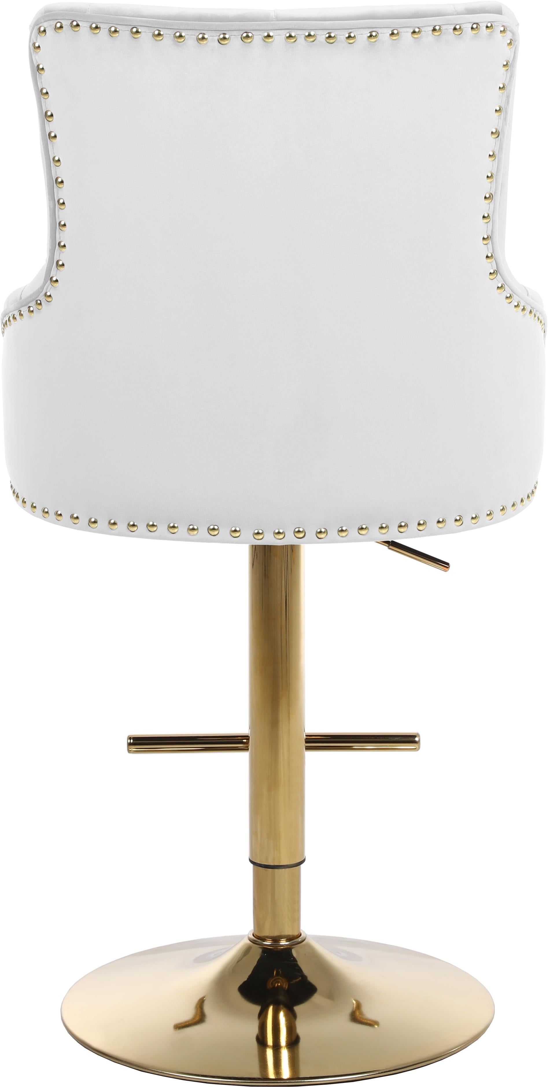 Claude White Velvet Adjustable Stool - Luxury Home Furniture (MI)
