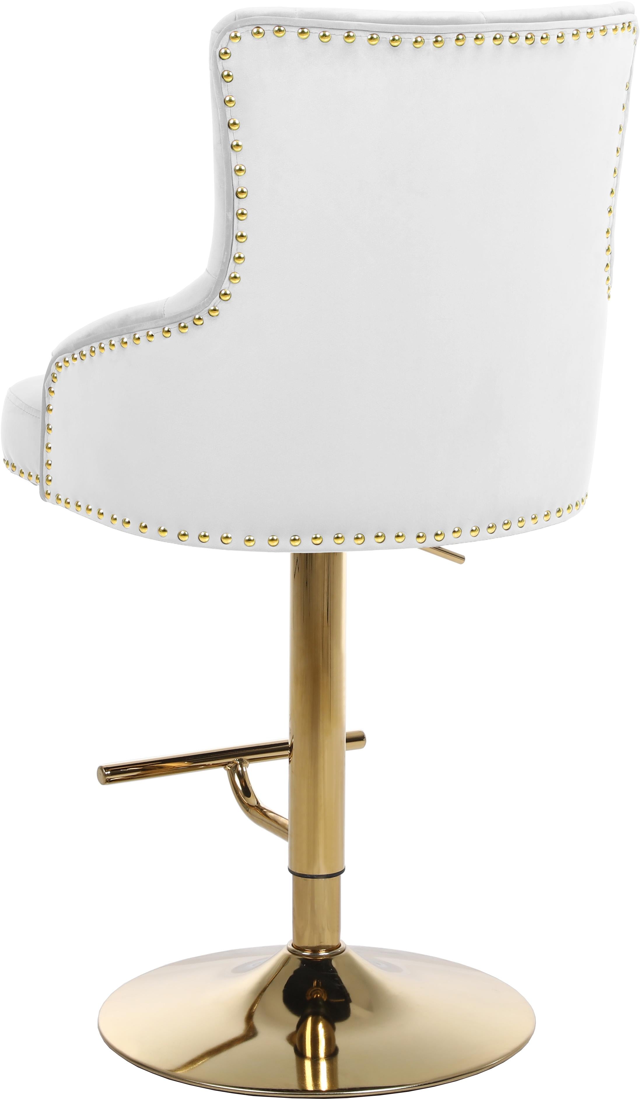 Claude White Velvet Adjustable Stool - Luxury Home Furniture (MI)