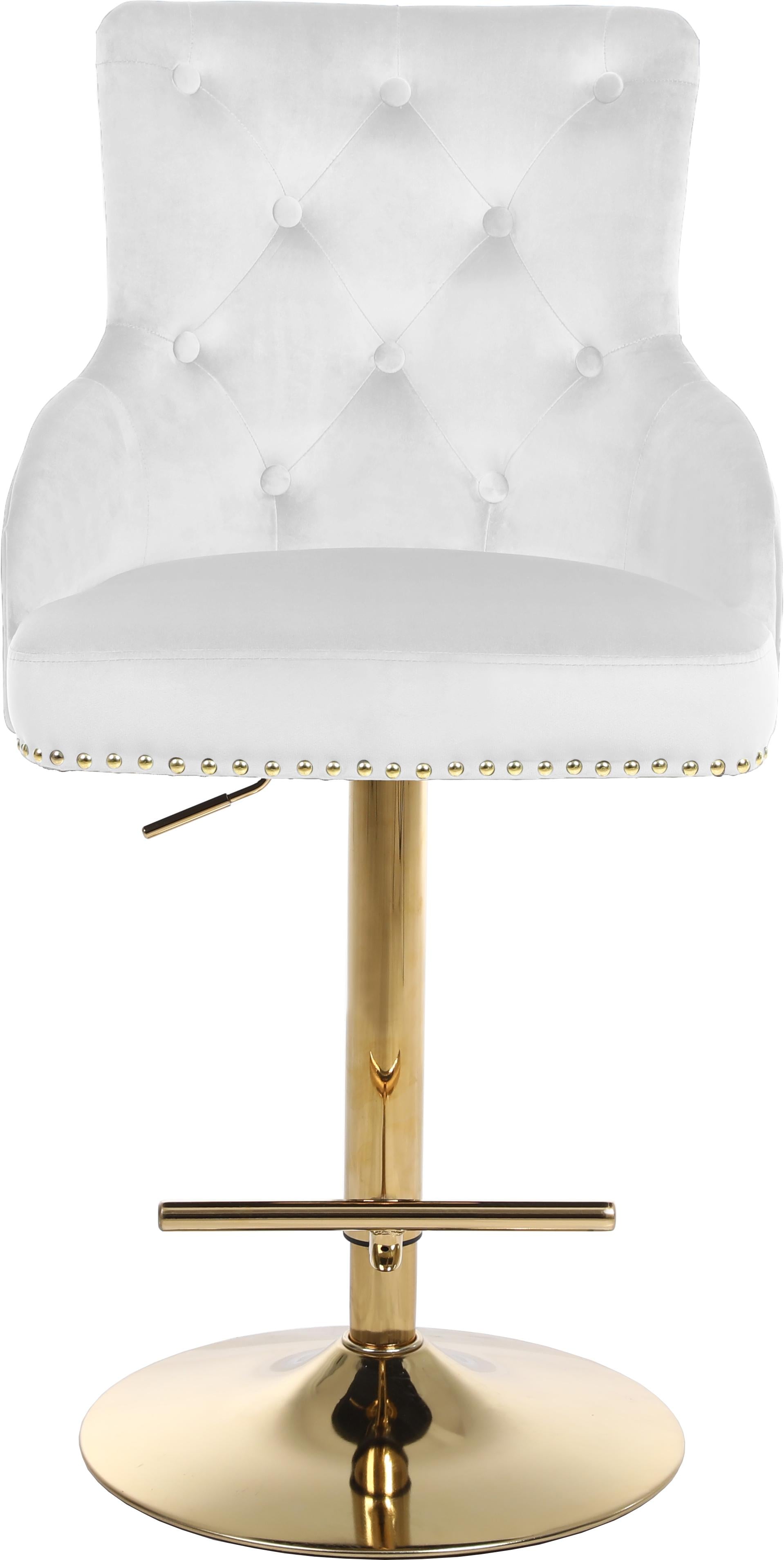 Claude White Velvet Adjustable Stool - Luxury Home Furniture (MI)