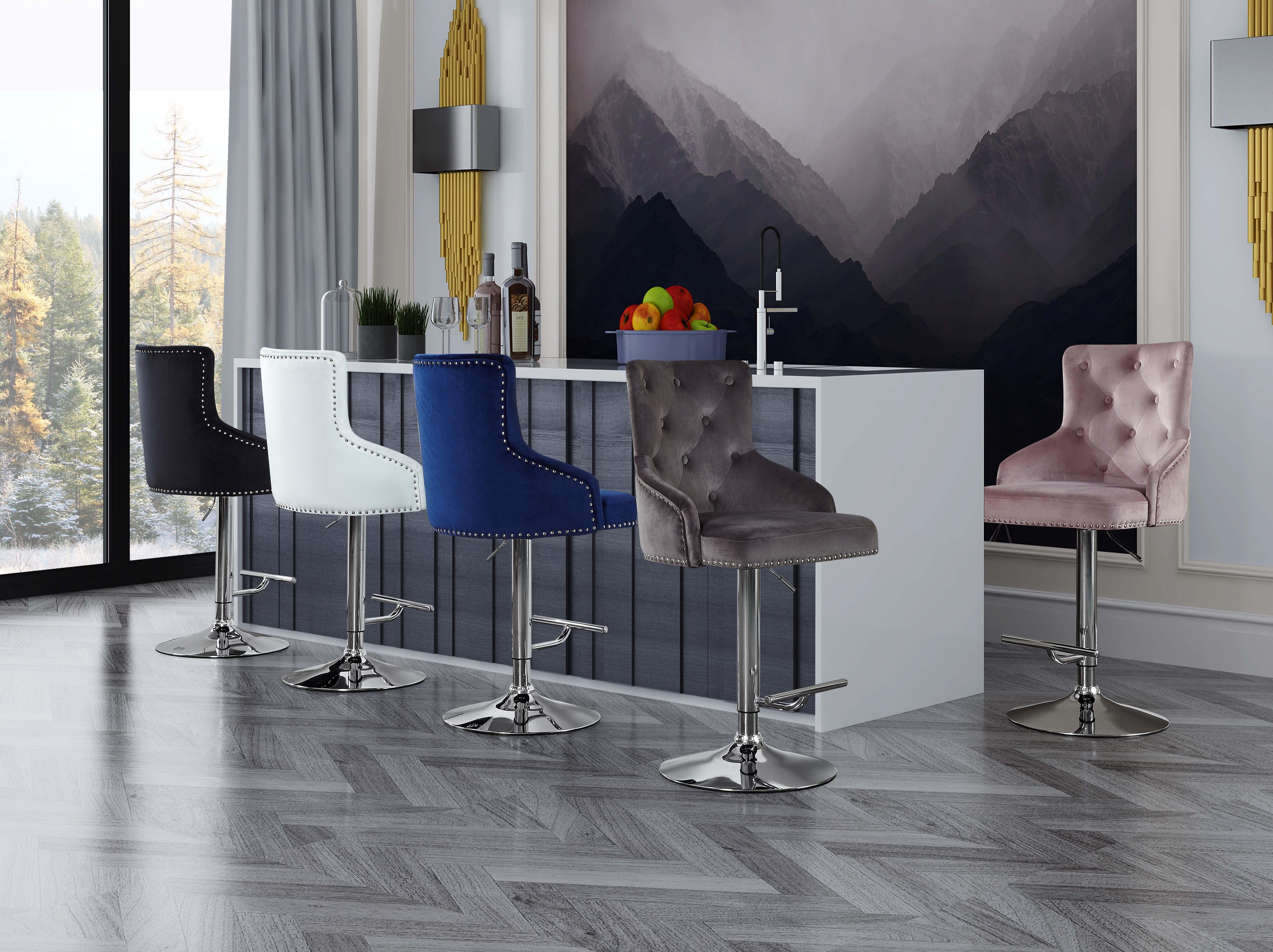 Claude Grey Velvet Adjustable Stool - Luxury Home Furniture (MI)