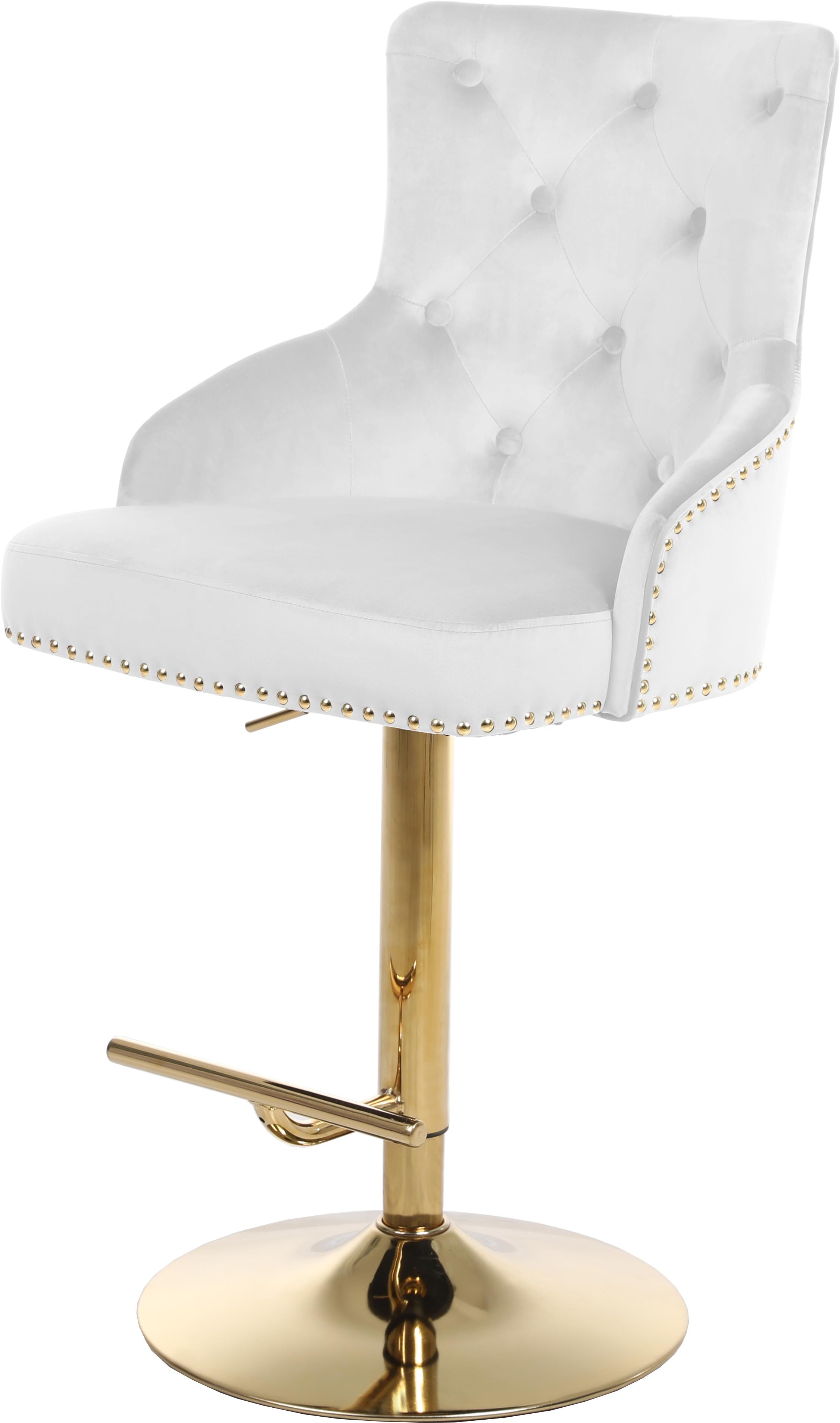 Claude White Velvet Adjustable Stool - Luxury Home Furniture (MI)