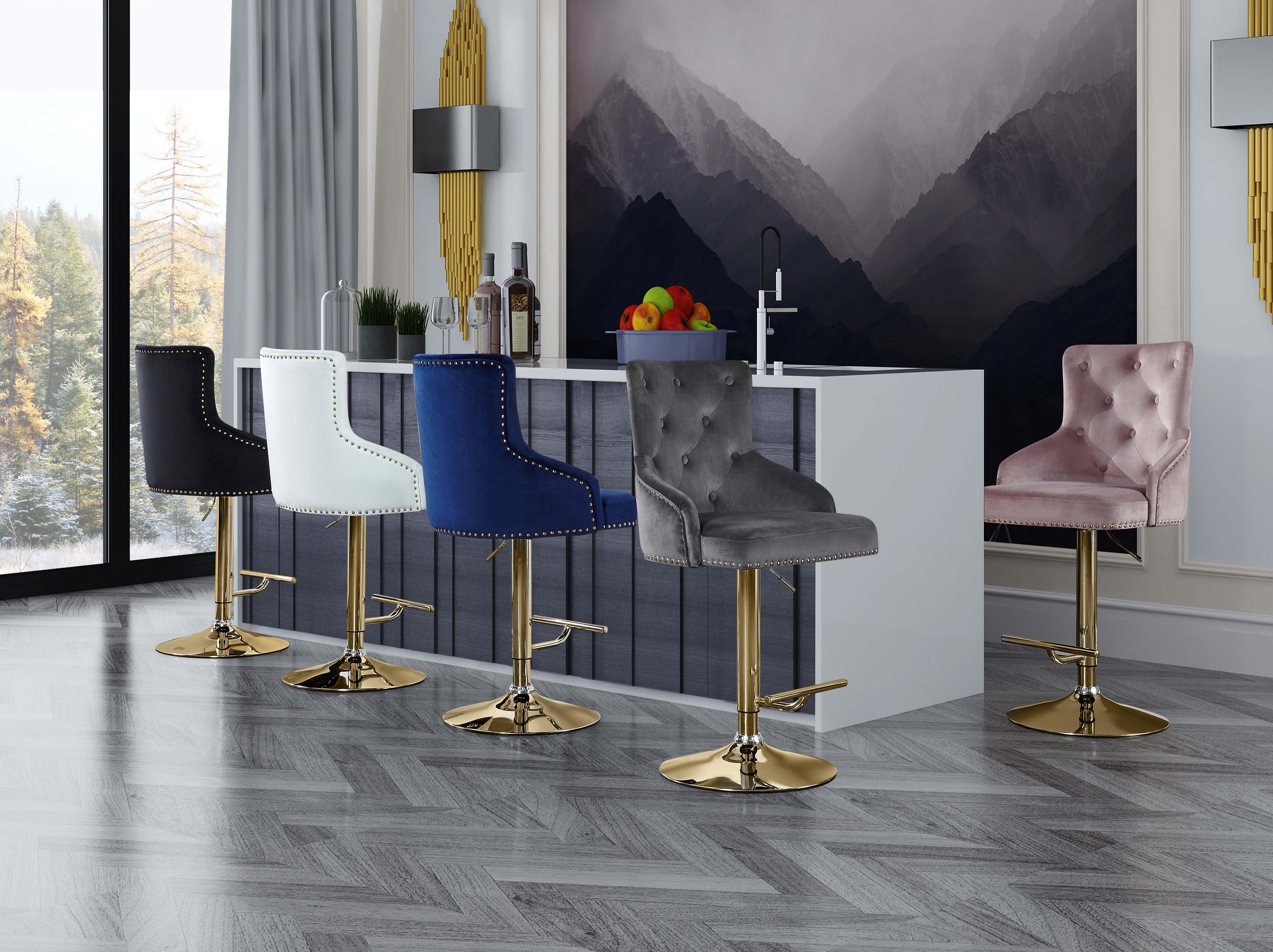 Claude Grey Velvet Adjustable Stool - Luxury Home Furniture (MI)