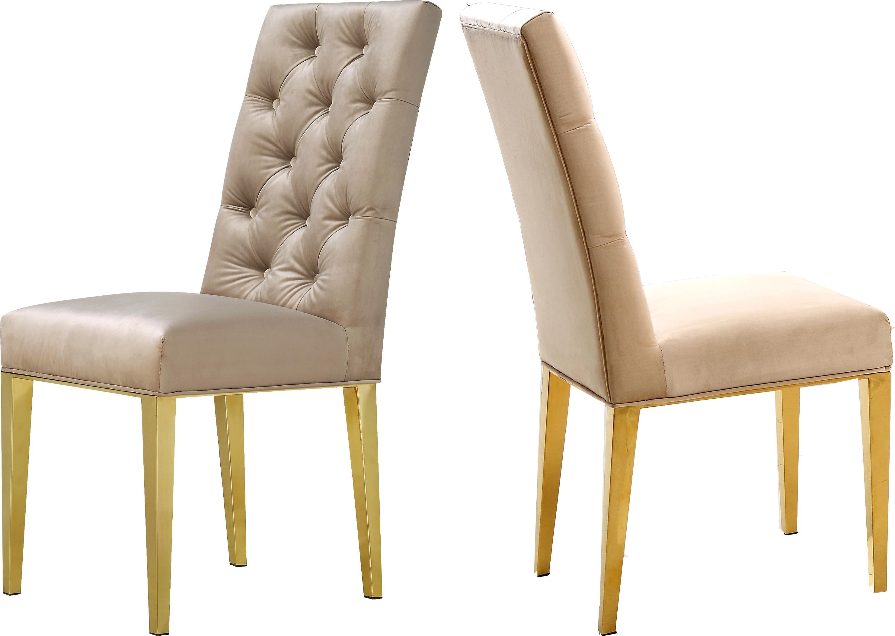 Capri Beige Velvet Dining Chair - Luxury Home Furniture (MI)