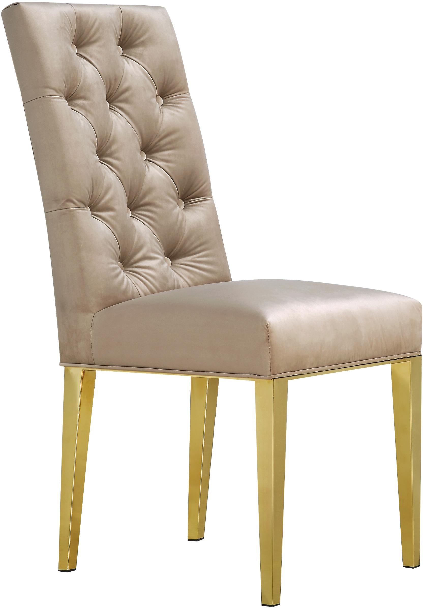 Capri Beige Velvet Dining Chair - Luxury Home Furniture (MI)