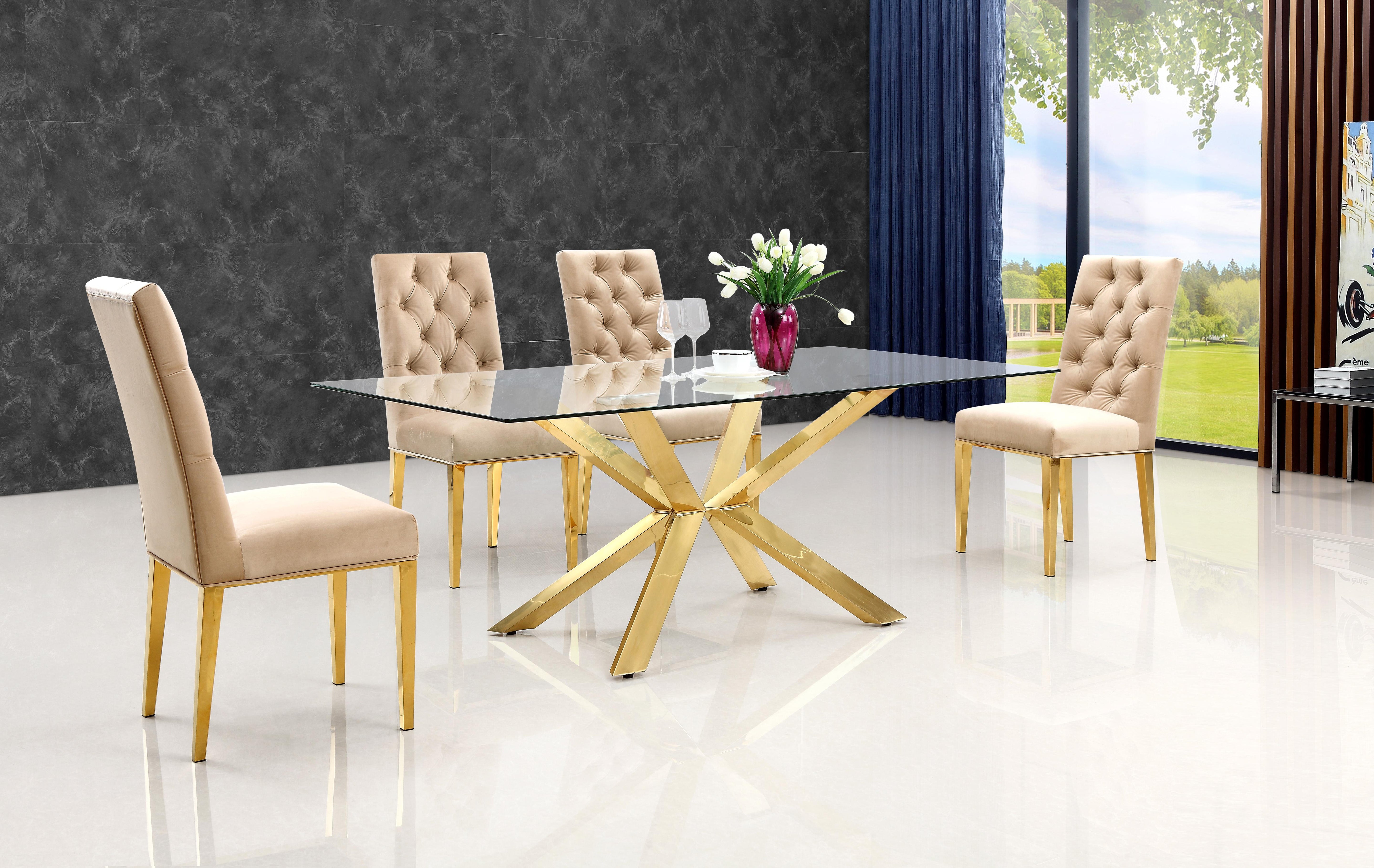 Capri Beige Velvet Dining Chair - Luxury Home Furniture (MI)