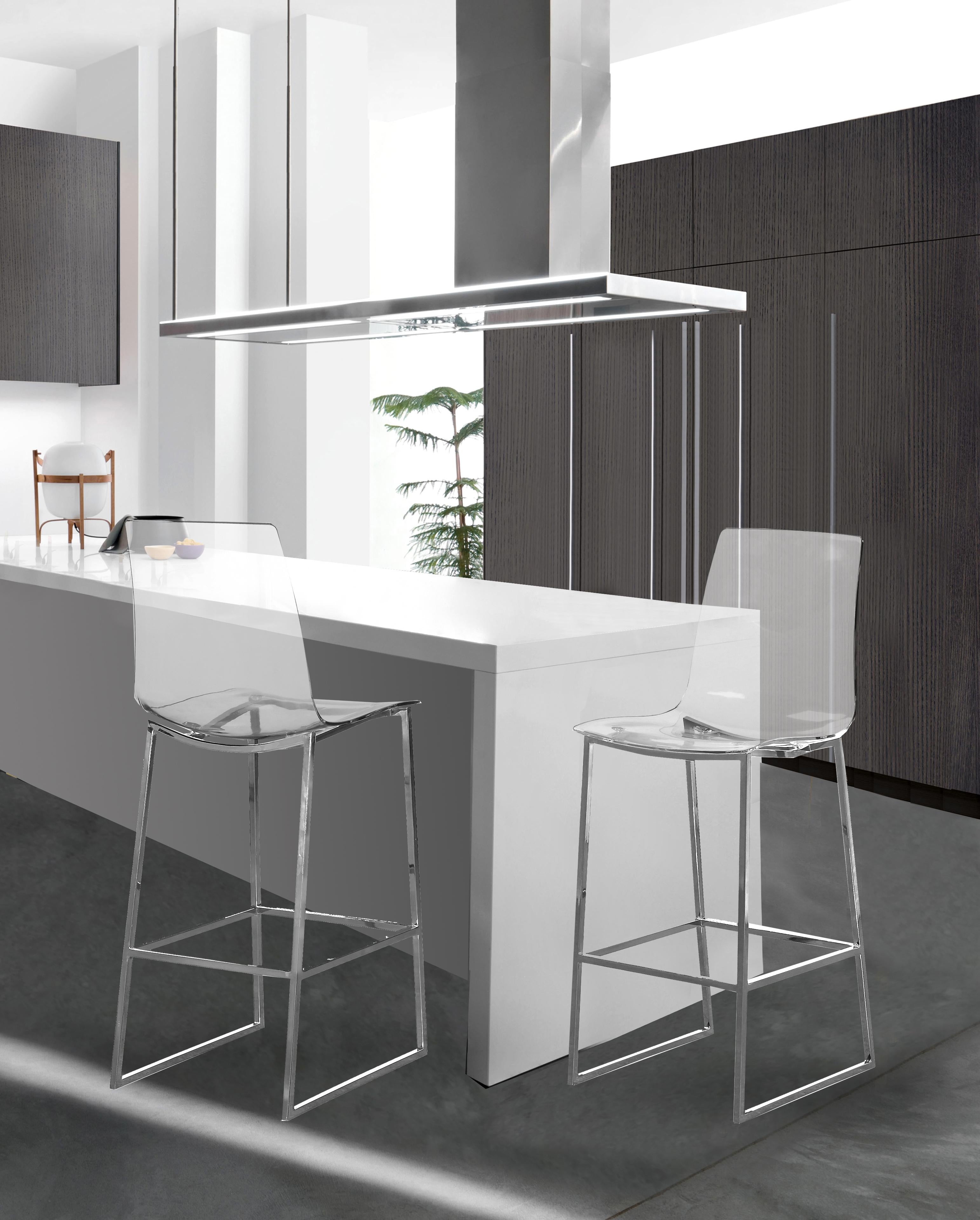 Lumen Chrome Metal/Lucite Polycarbonate Stool - Luxury Home Furniture (MI)
