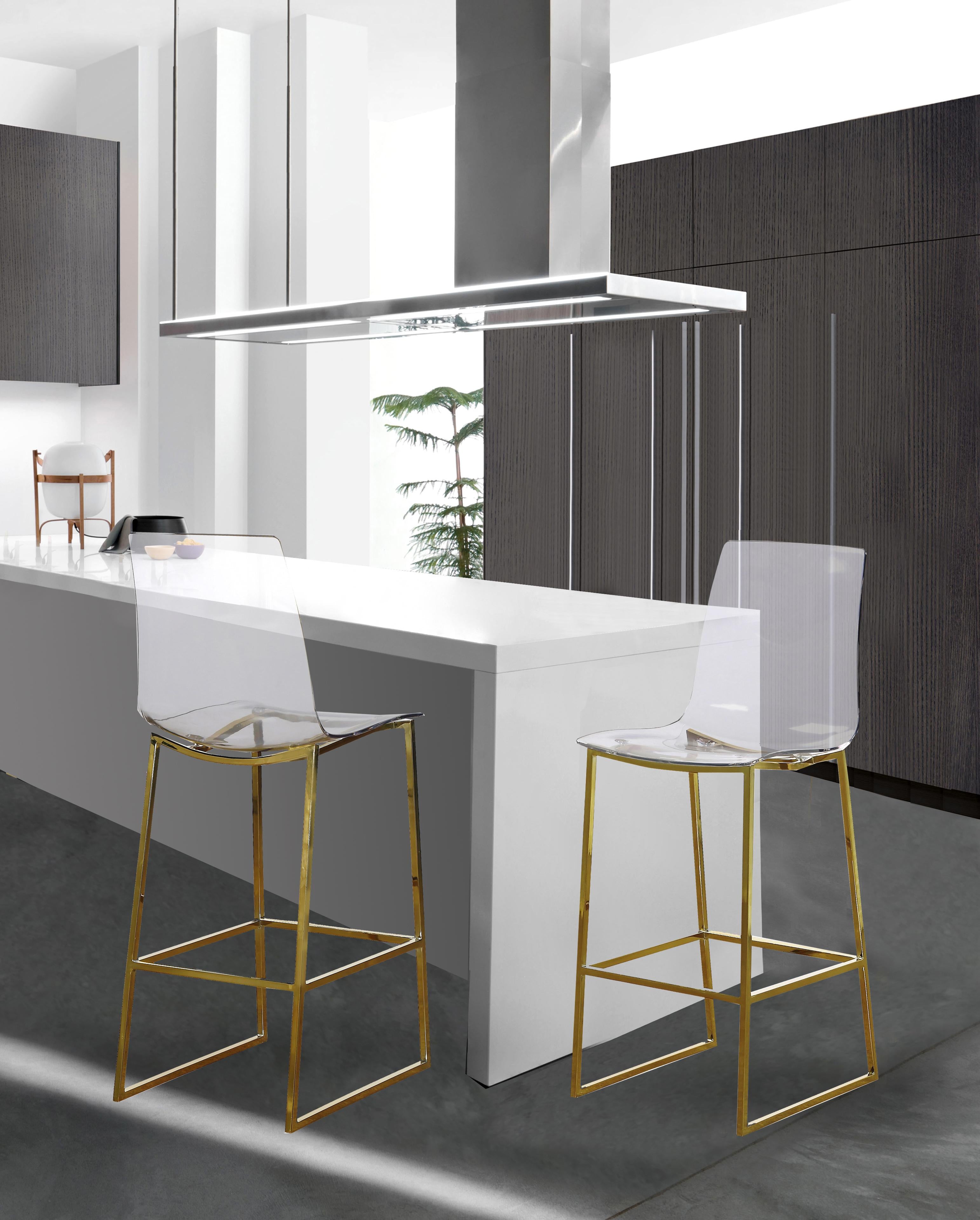 Lumen Gold Metal/Lucite Polycarbonate Stool - Luxury Home Furniture (MI)