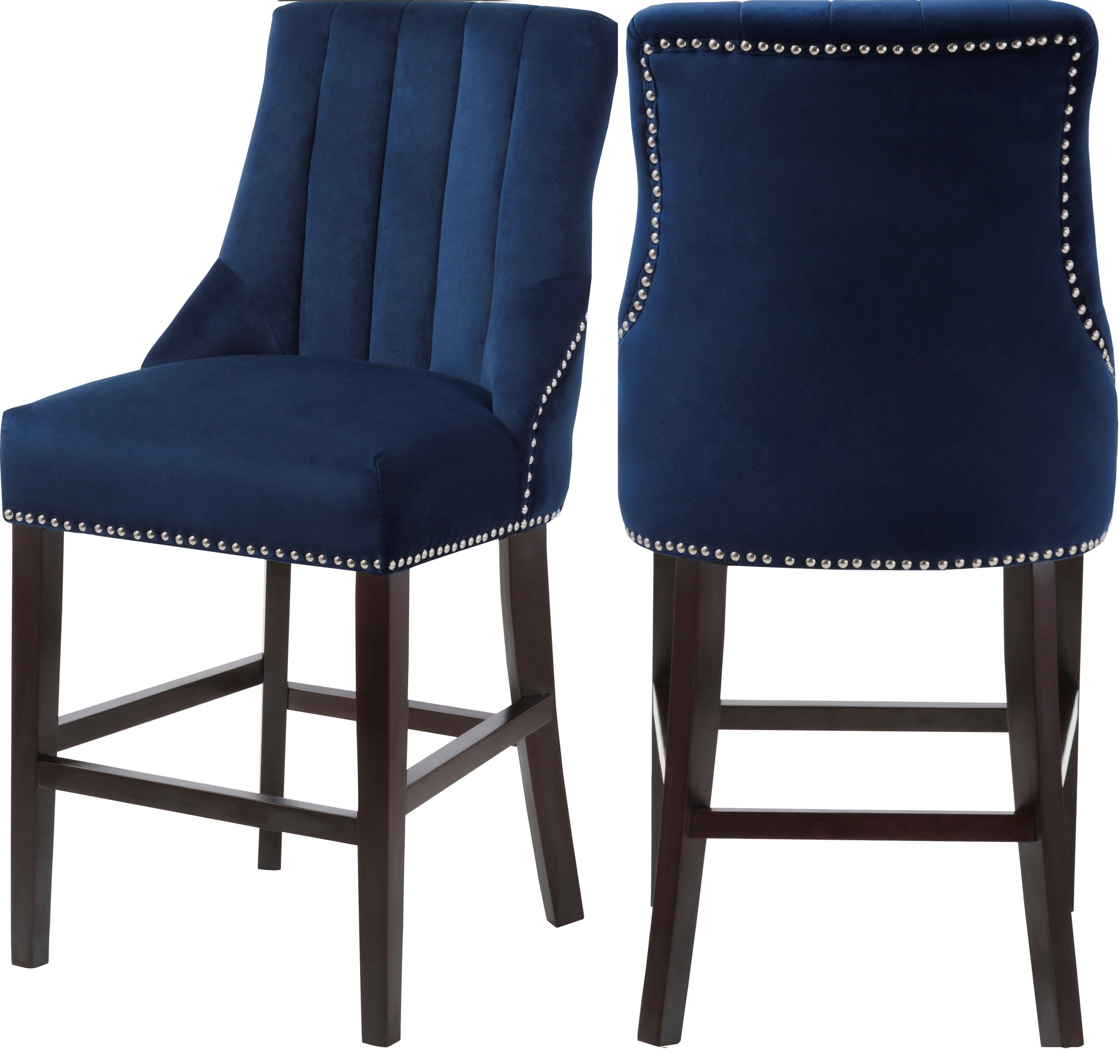 Oxford Navy Velvet Stool