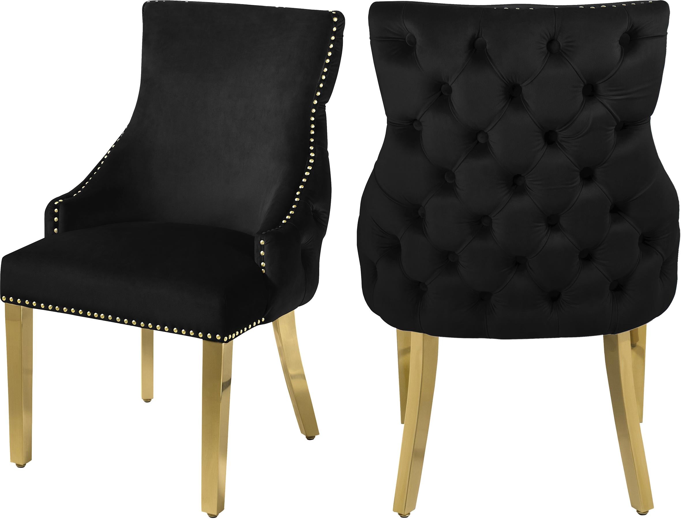 Tuft Black Velvet Dining Chair - Luxury Home Furniture (MI)