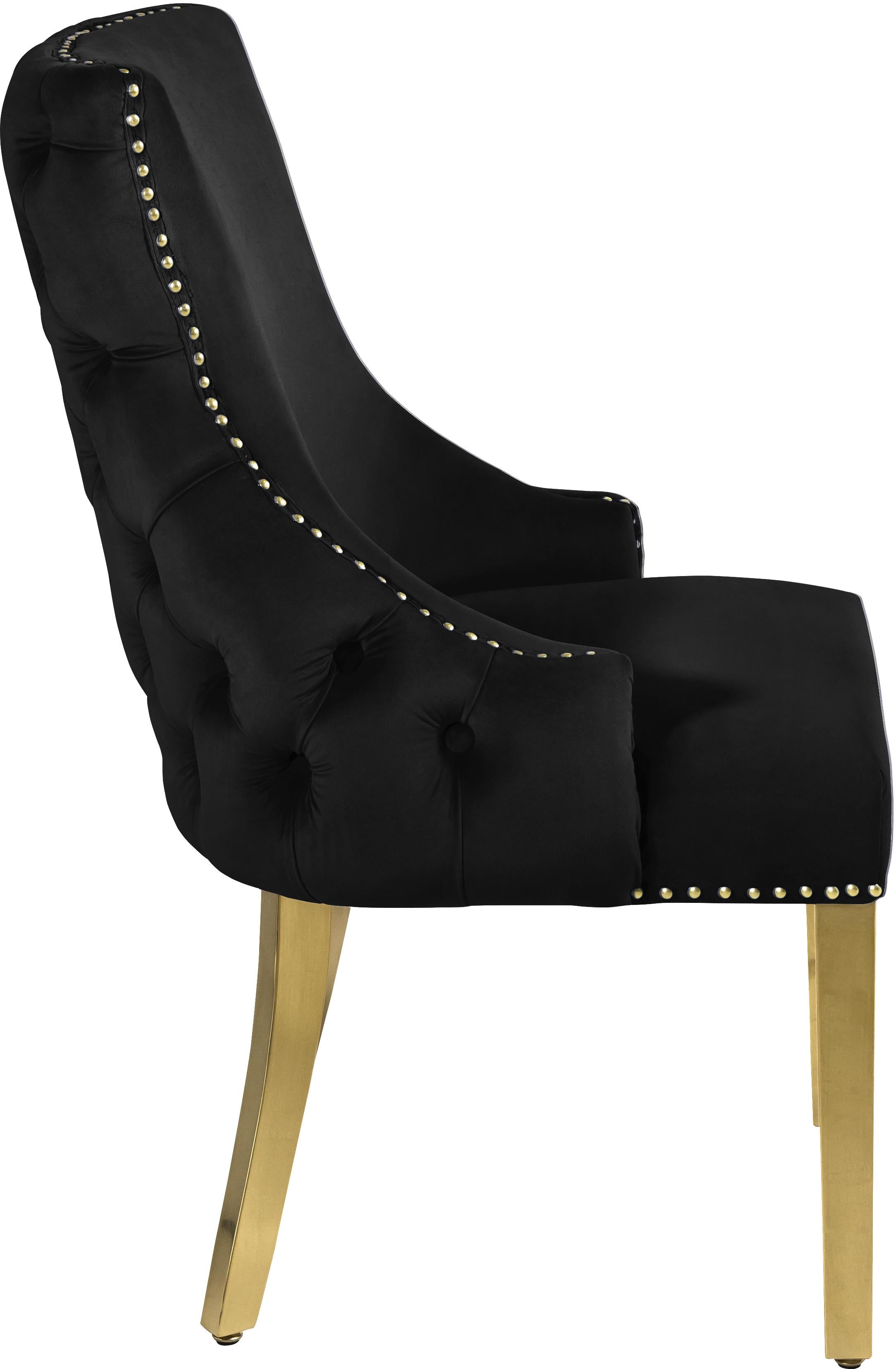 Tuft Black Velvet Dining Chair - Luxury Home Furniture (MI)