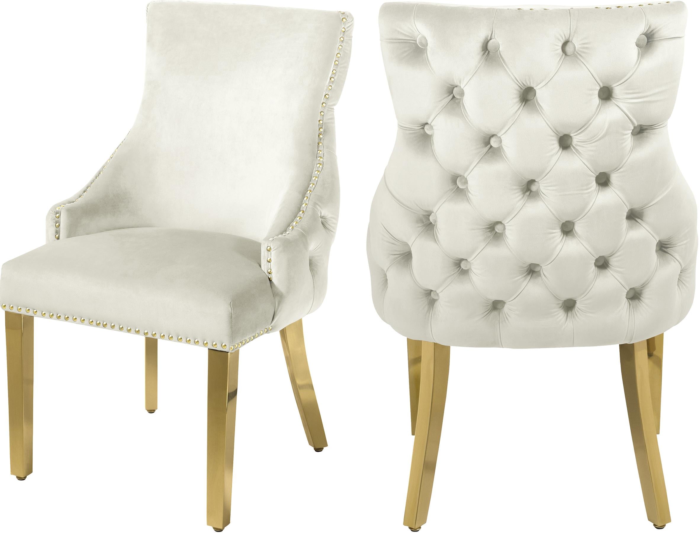 Tuft Cream Velvet Dining Chair - Luxury Home Furniture (MI)