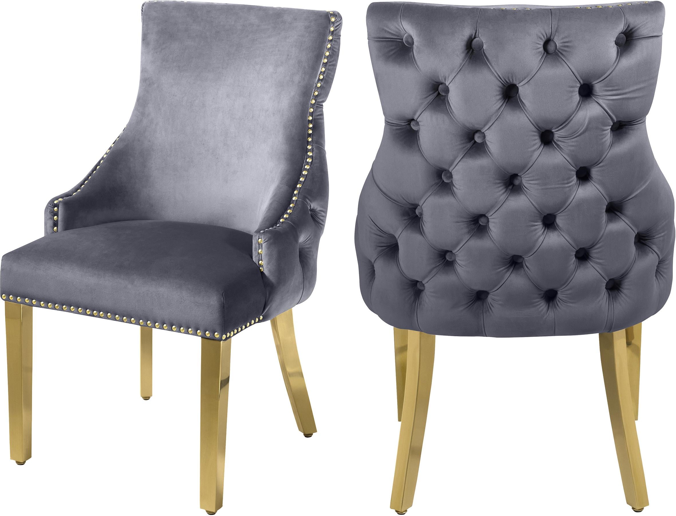 Tuft Grey Velvet Dining Chair - Luxury Home Furniture (MI)