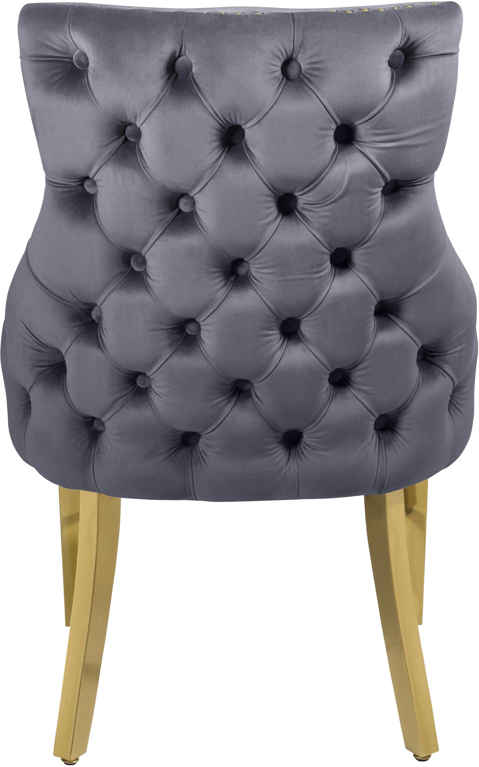 Tuft Grey Velvet Dining Chair - Luxury Home Furniture (MI)