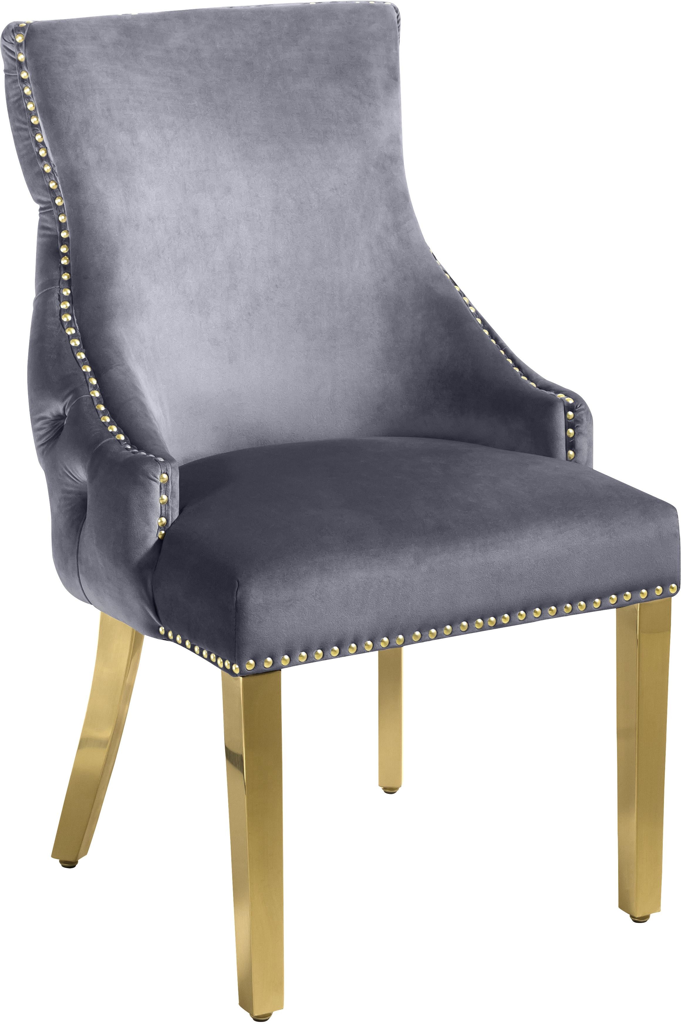 Tuft Grey Velvet Dining Chair - Luxury Home Furniture (MI)