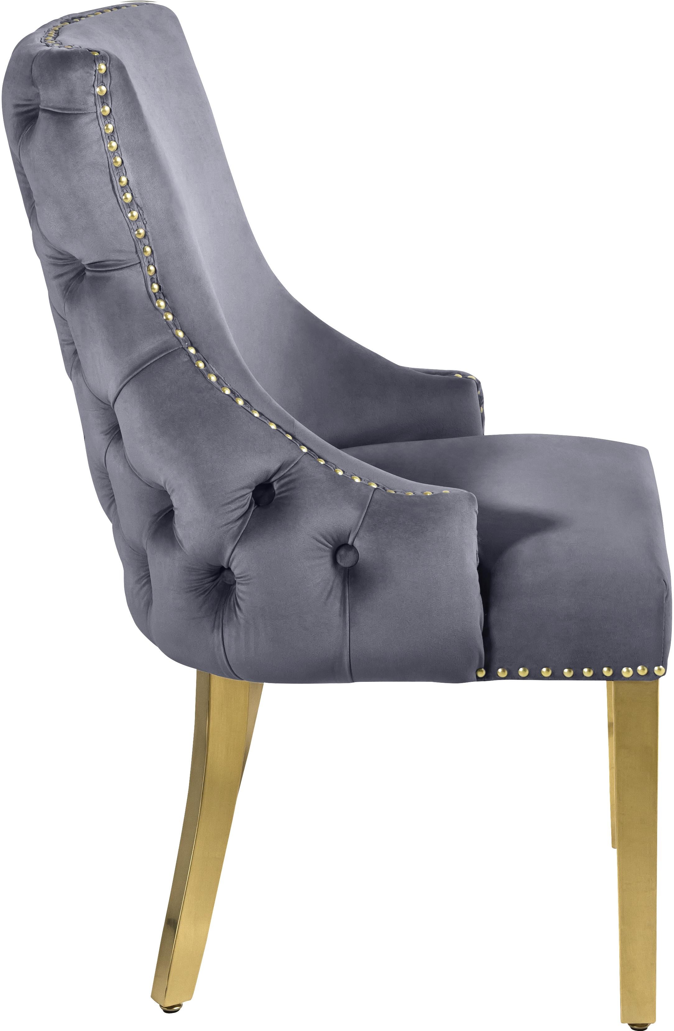 Tuft Grey Velvet Dining Chair - Luxury Home Furniture (MI)