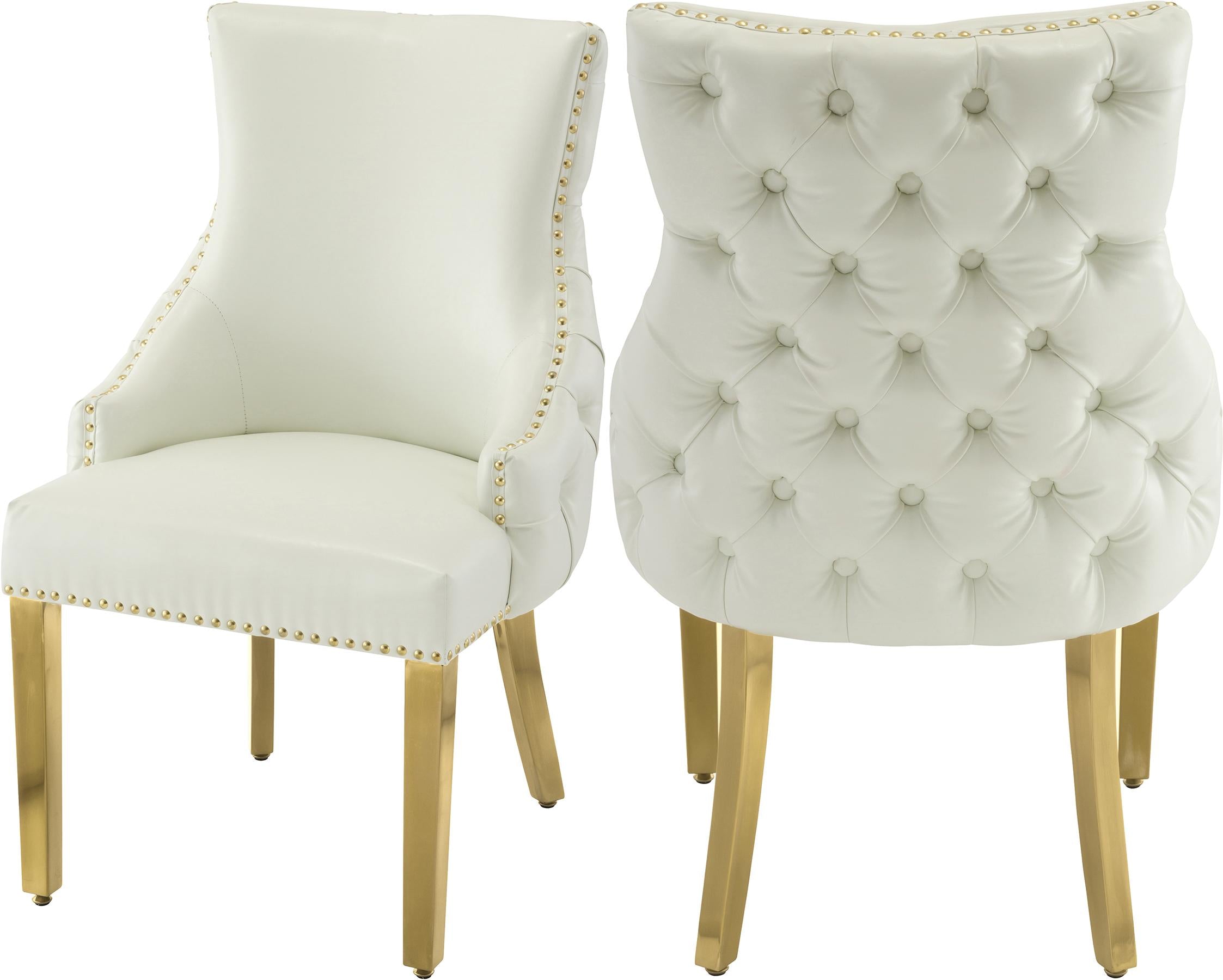 Tuft White Faux Leather Dining Chair - Luxury Home Furniture (MI)