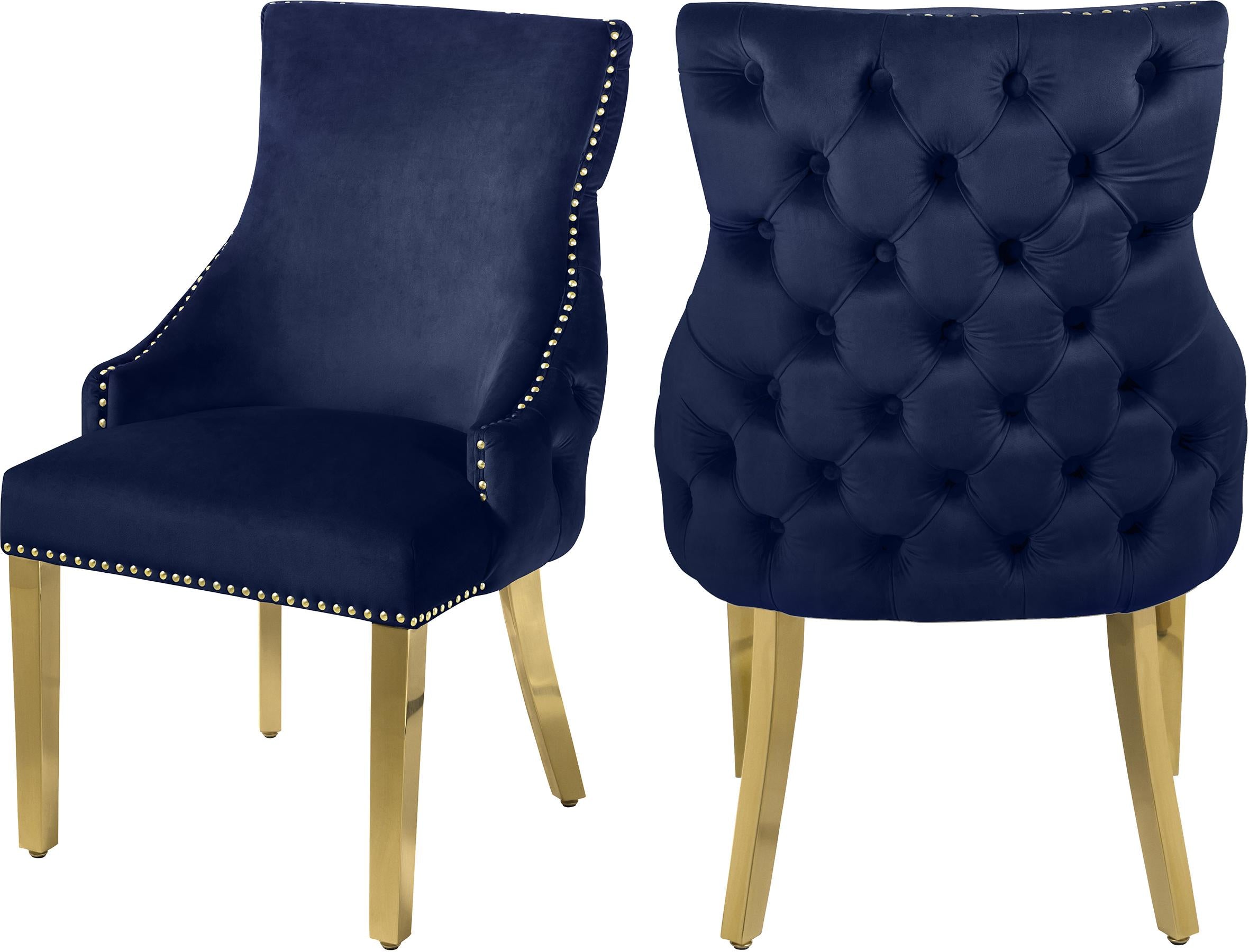 Tuft Navy Velvet Dining Chair - Luxury Home Furniture (MI)