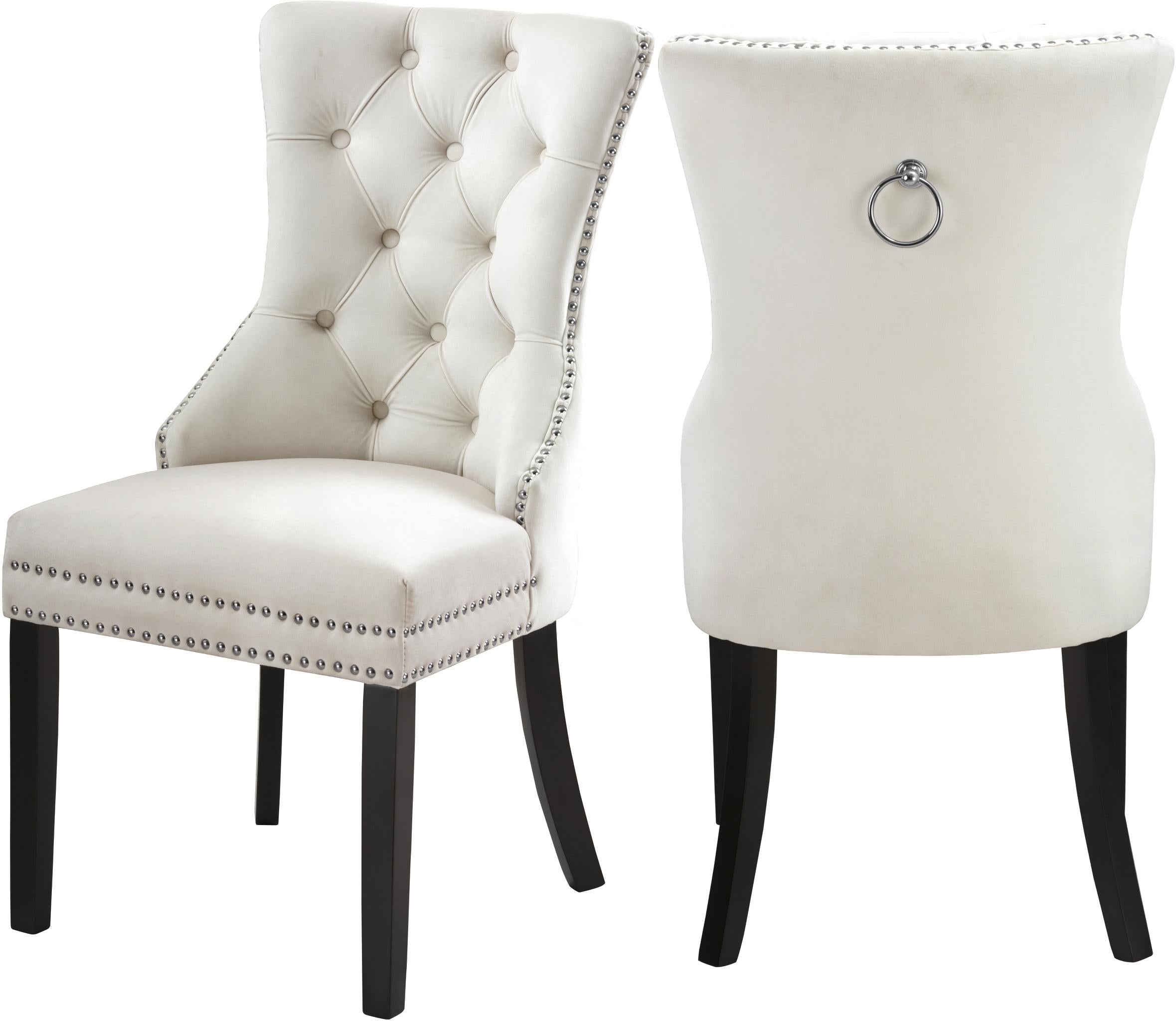 Nikki Cream Velvet Dining Chair - Luxury Home Furniture (MI)