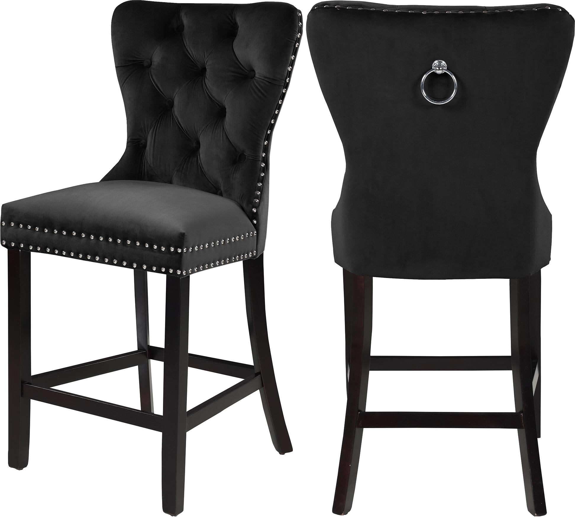 Nikki Black Velvet Stool