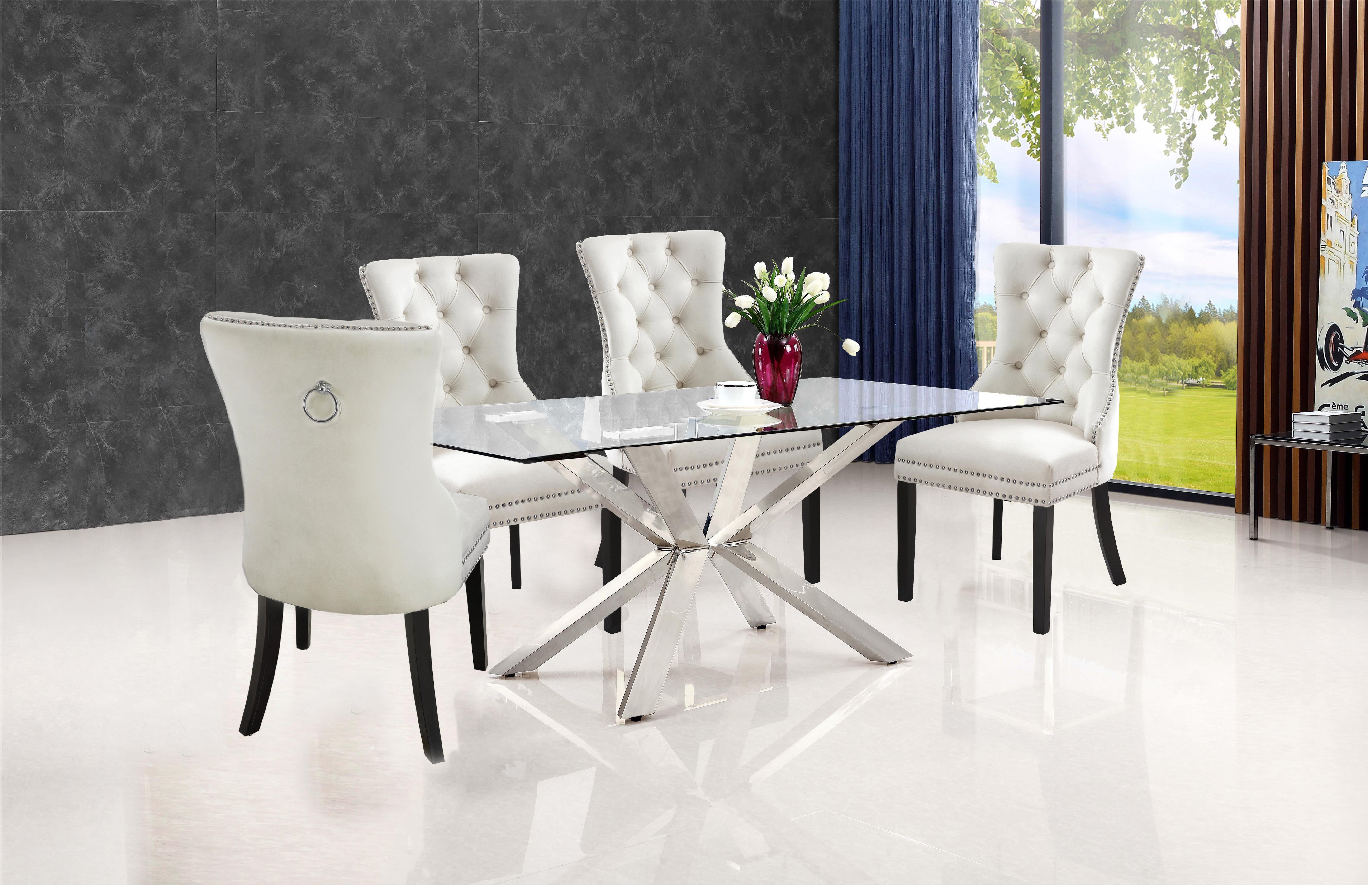 Nikki Cream Velvet Dining Chair - Luxury Home Furniture (MI)