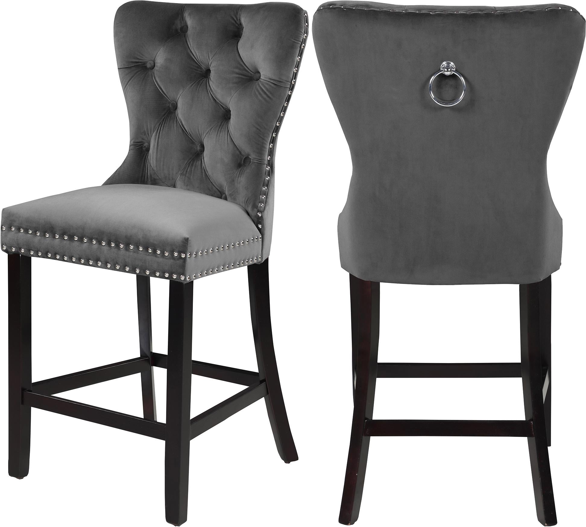 Nikki Grey Velvet Stool - Luxury Home Furniture (MI)