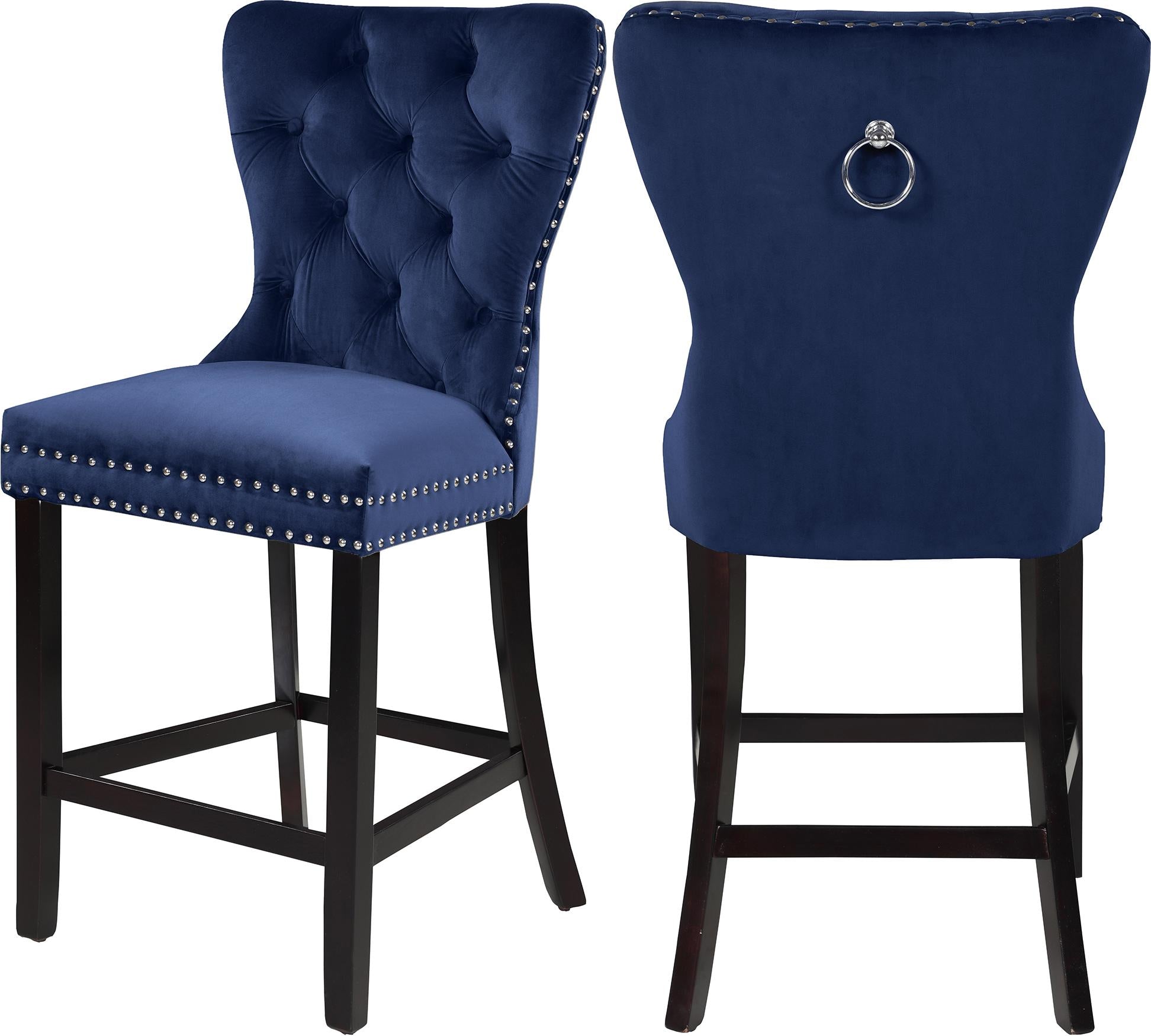 Nikki Navy Velvet Stool - Luxury Home Furniture (MI)