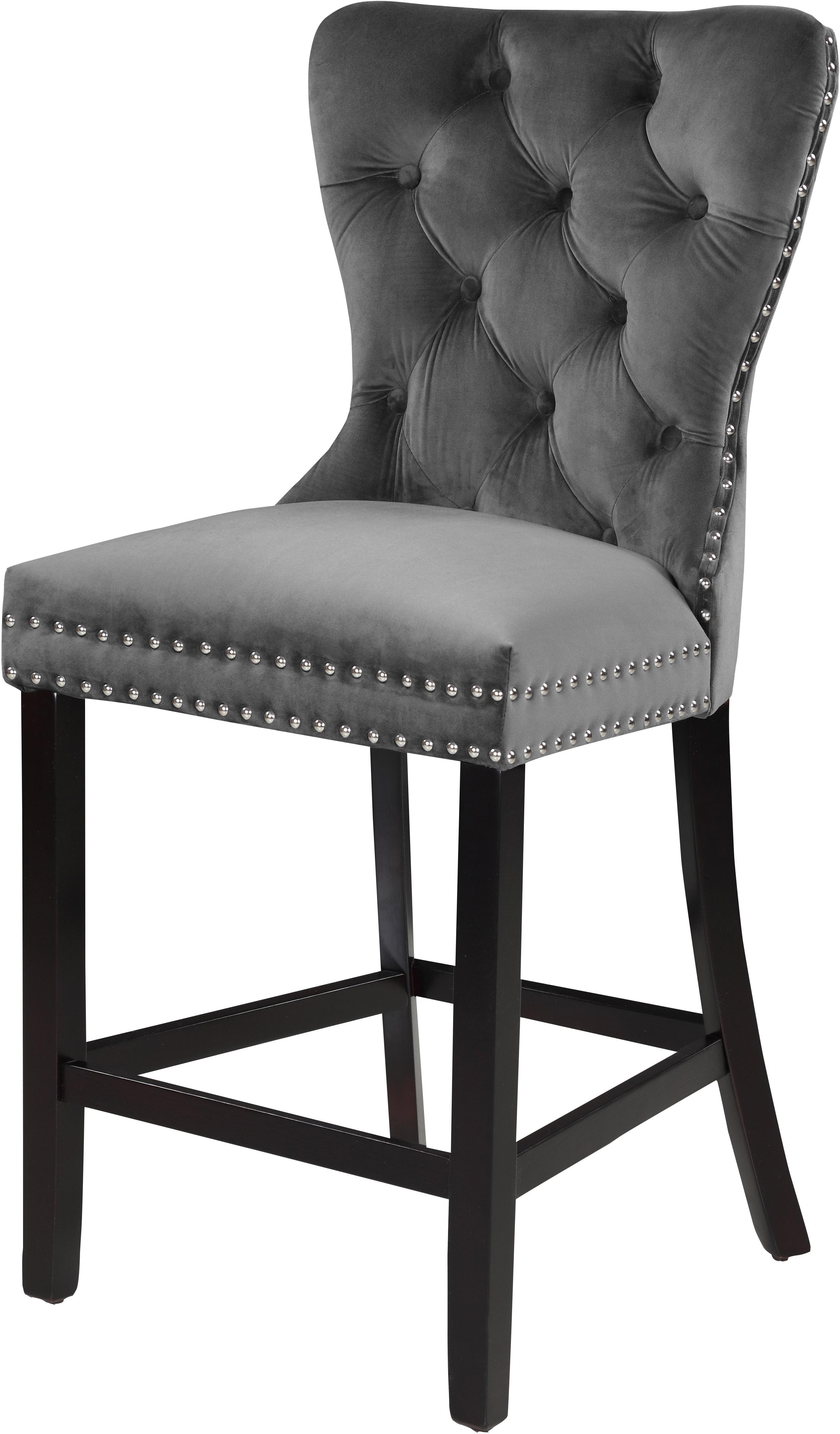 Nikki Grey Velvet Stool - Luxury Home Furniture (MI)