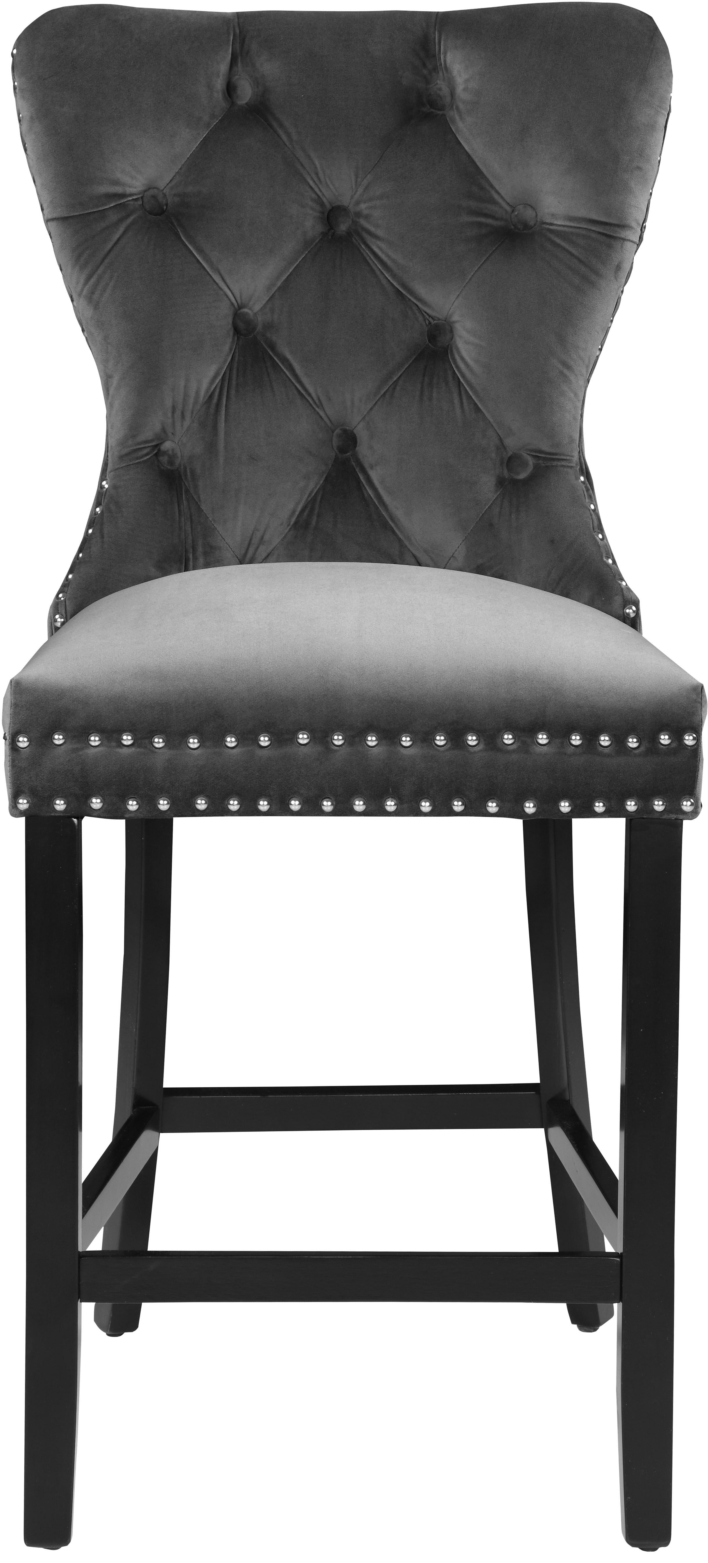 Nikki Grey Velvet Stool - Luxury Home Furniture (MI)