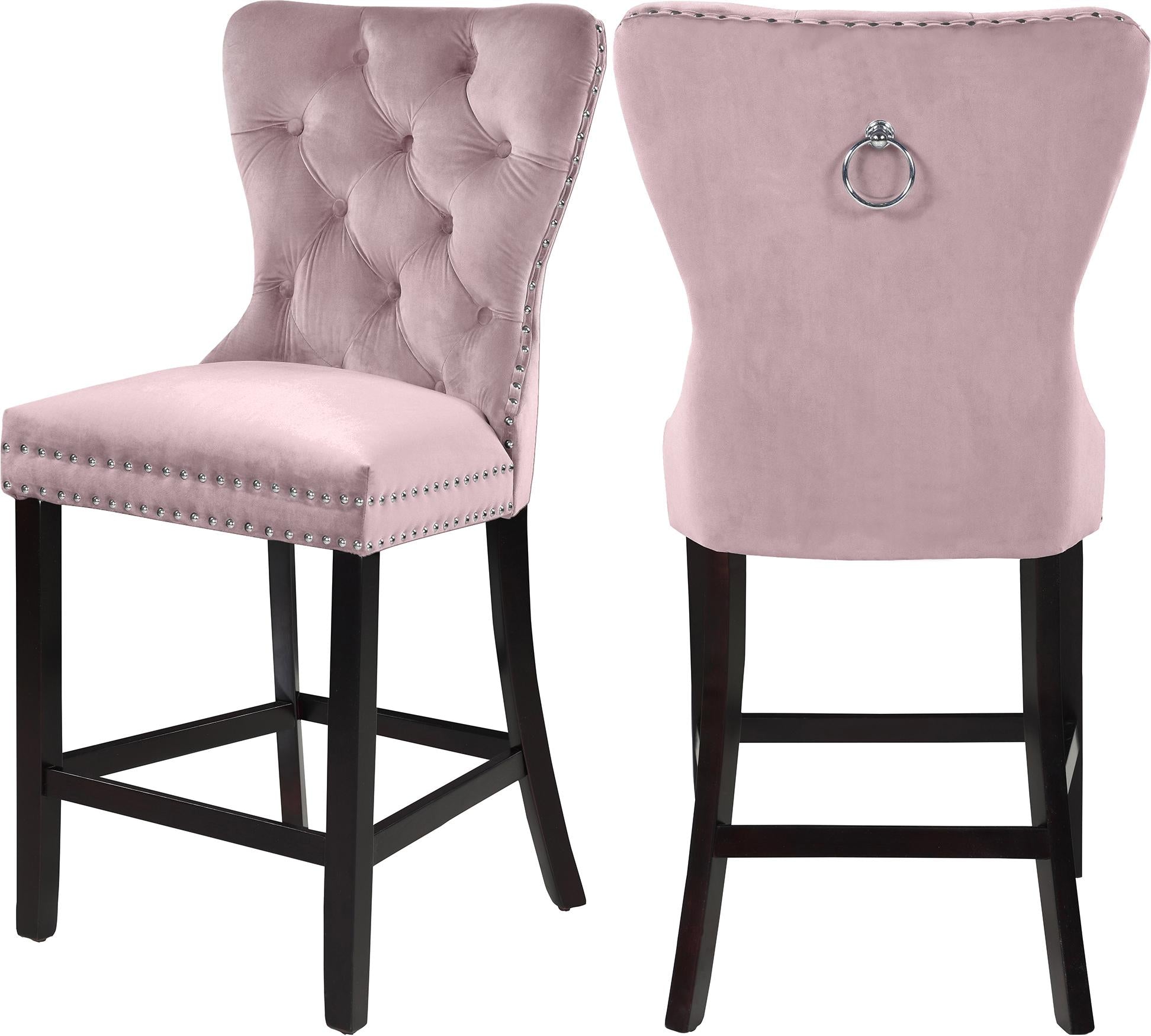 Nikki Pink Velvet Stool - Luxury Home Furniture (MI)