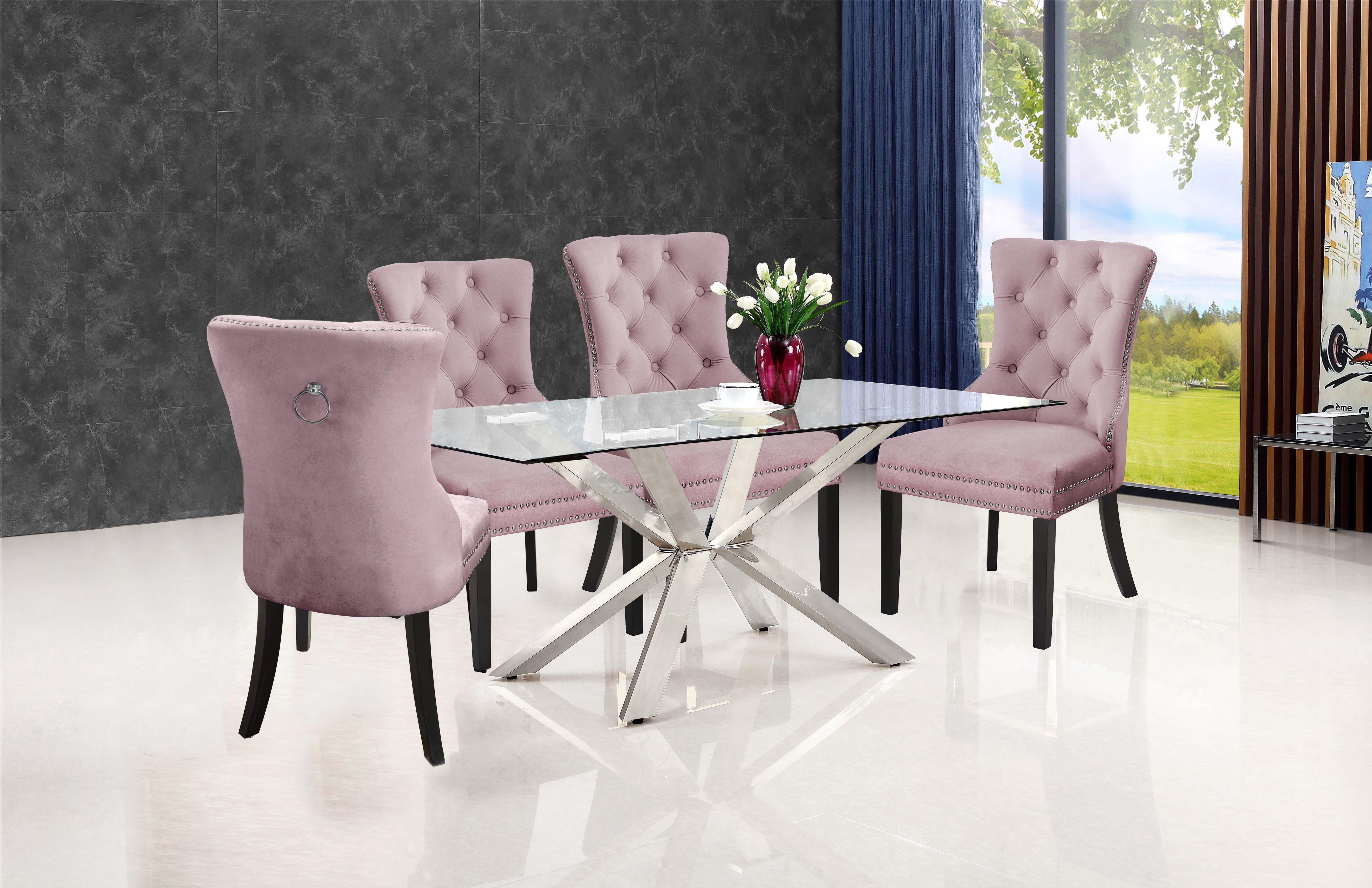 Nikki Pink Velvet Dining Chair - Luxury Home Furniture (MI)
