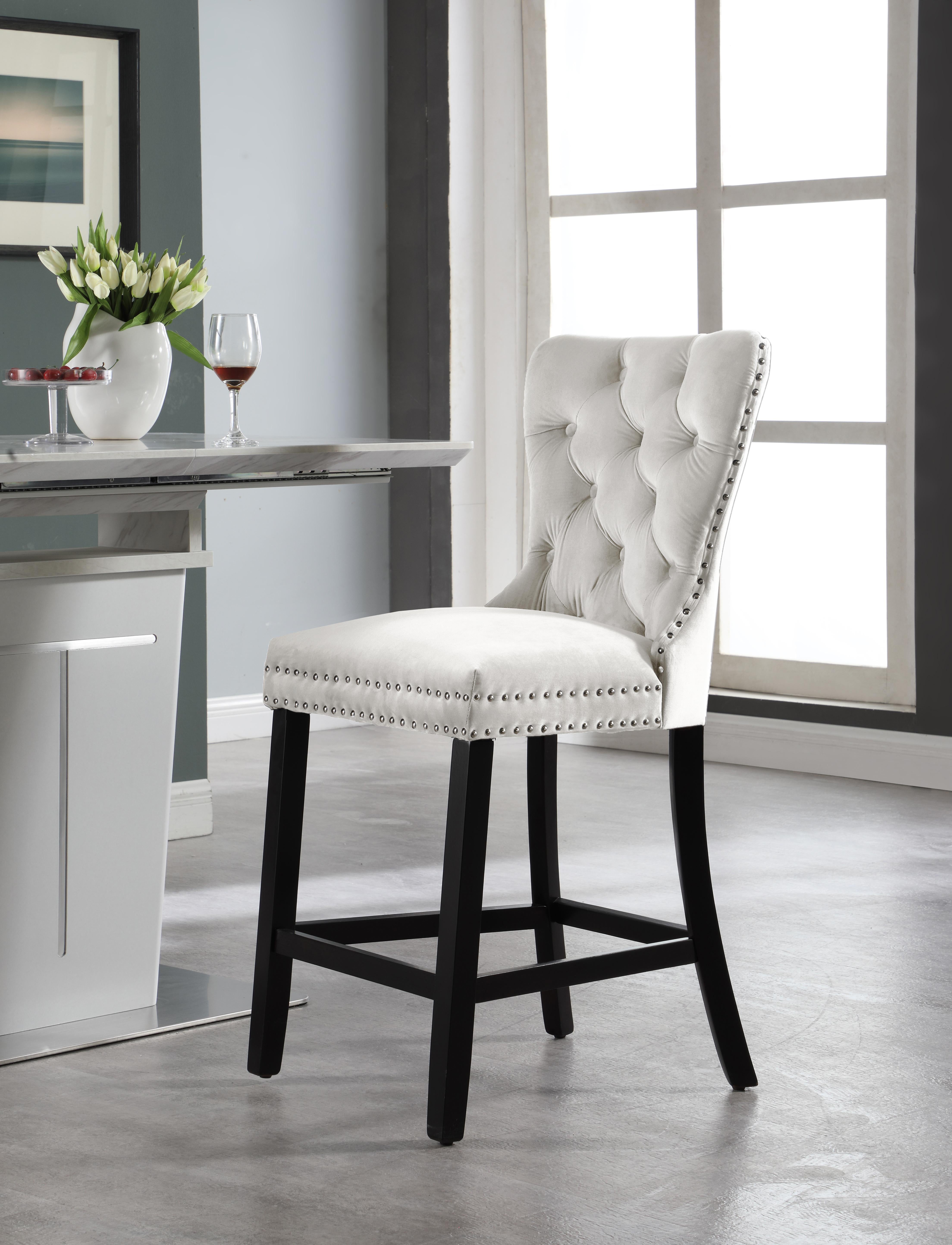 Nikki Cream Velvet Stool - Luxury Home Furniture (MI)