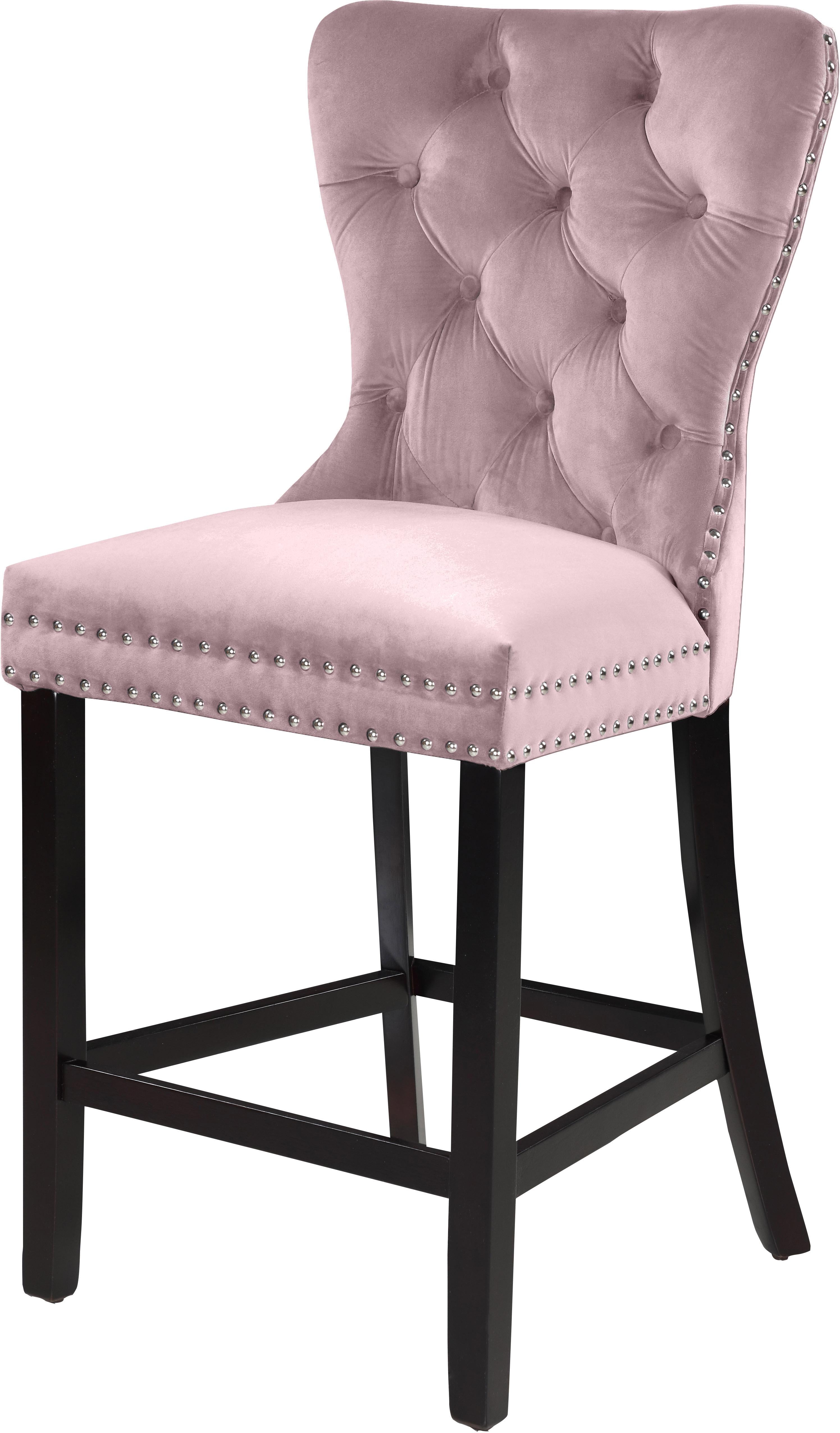 Nikki Pink Velvet Stool - Luxury Home Furniture (MI)