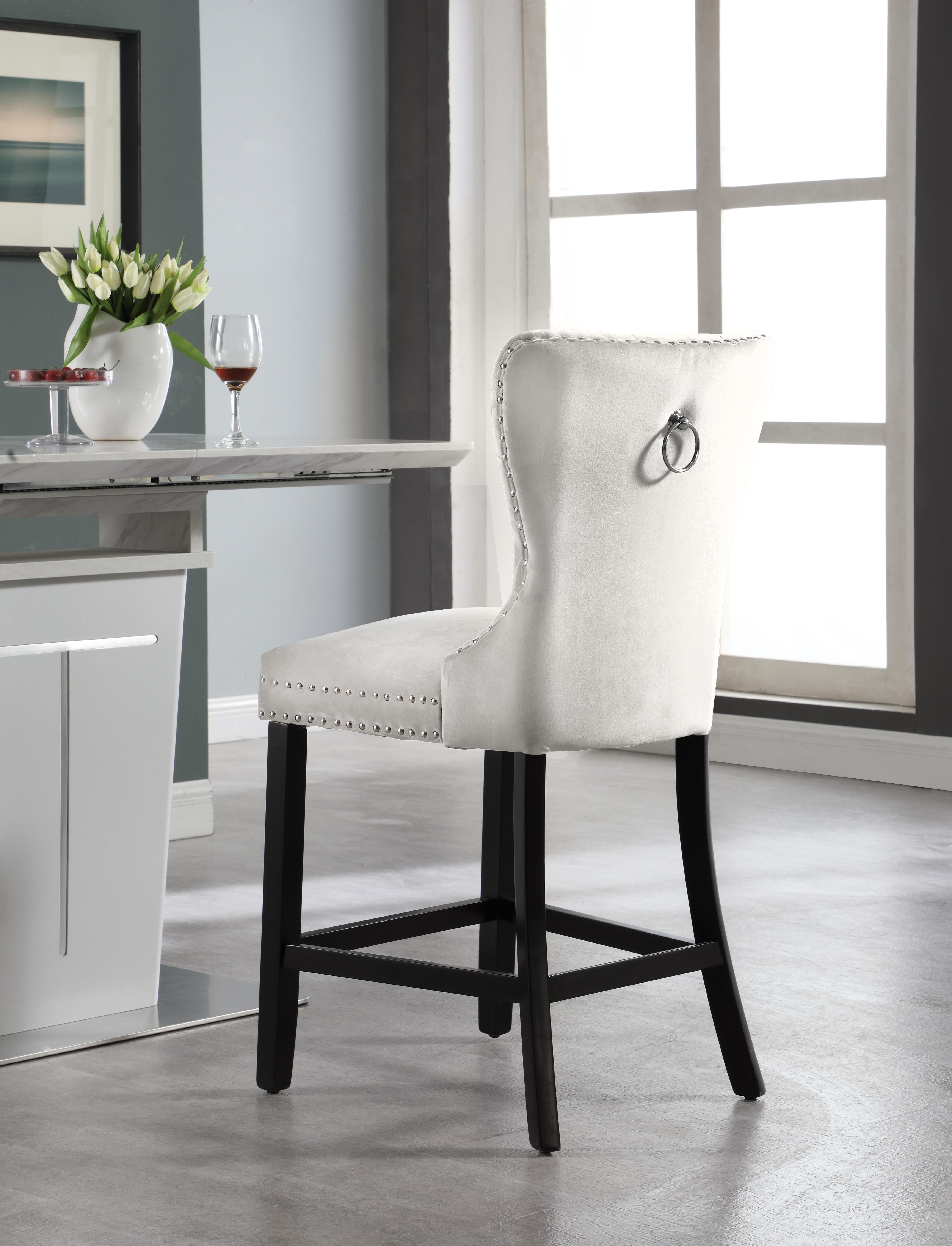 Nikki Cream Velvet Stool - Luxury Home Furniture (MI)